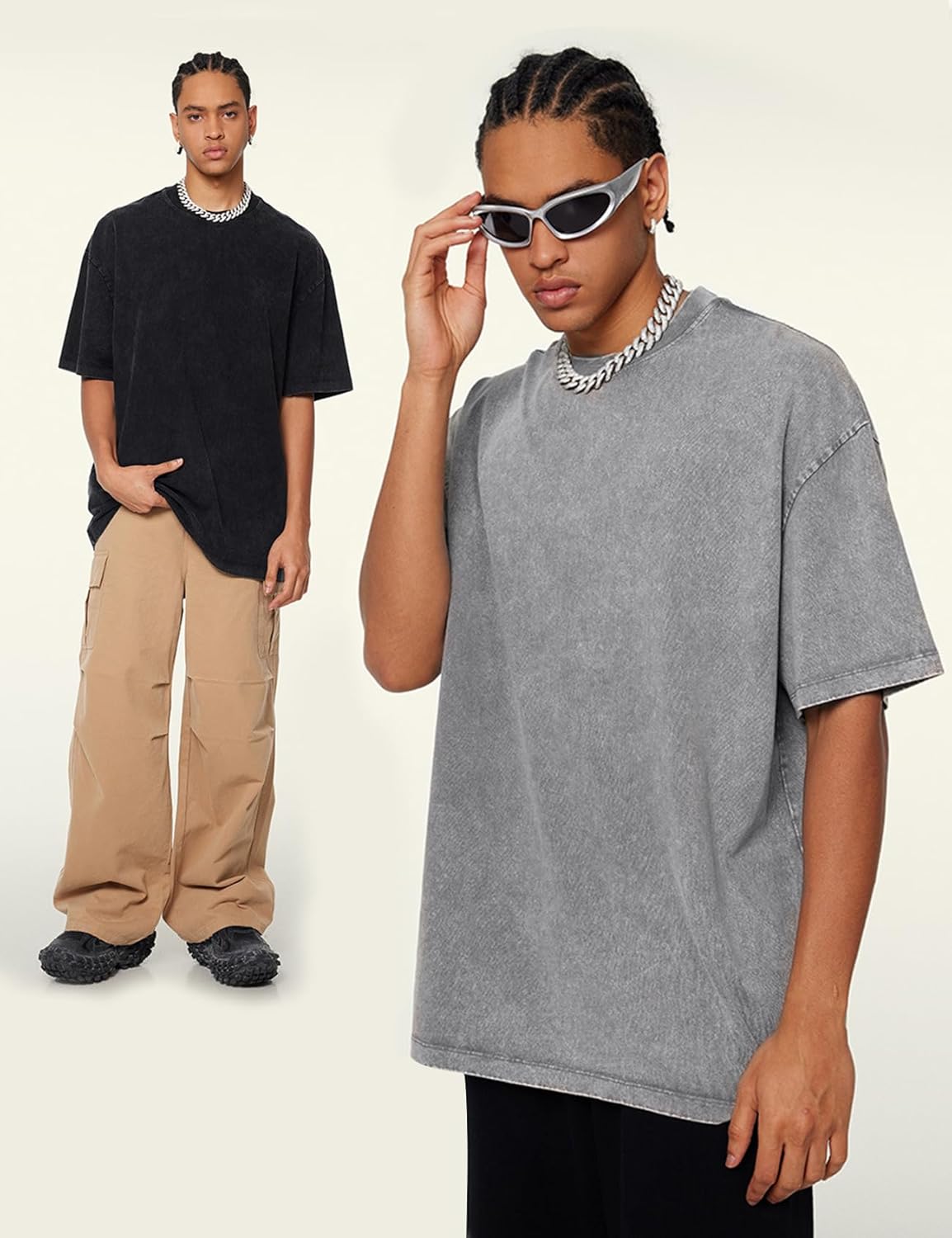 Arssm 3 Pack Men Oversized T Shirts Vintage Tee Loose Fit Short Sleeve Casual Streetwear Baggy Washed Unisex Tops - Image 5