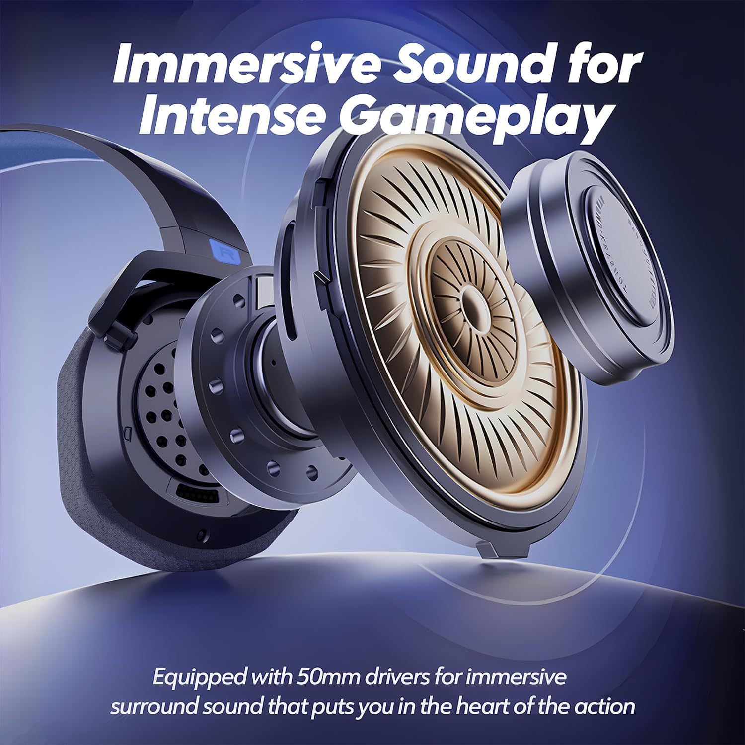 NUBWO Wireless Gaming Headset with Mic for Ps5 Ps4 PC, Zero Interference, 100-Hour Battery All-Day Play, 23ms Sync for Fortnite & Call of Duty/FPS Gamers, Triple Mode All Devices Compatible - Blue - Image 5