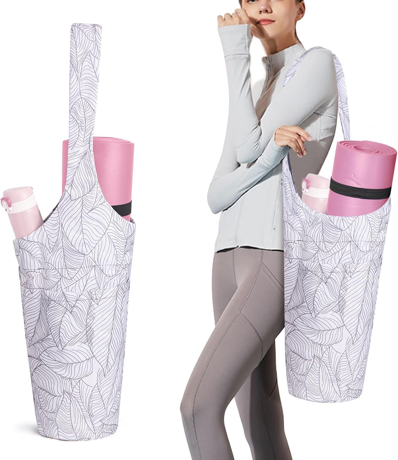 IwIeIaIrI Yoga Mat Bag for Women with Large Size Pocket and Zipper Pocket,Yoga Gifts Accessories with Adjustable Shoulder Strap- Fits Most Workout Stuff