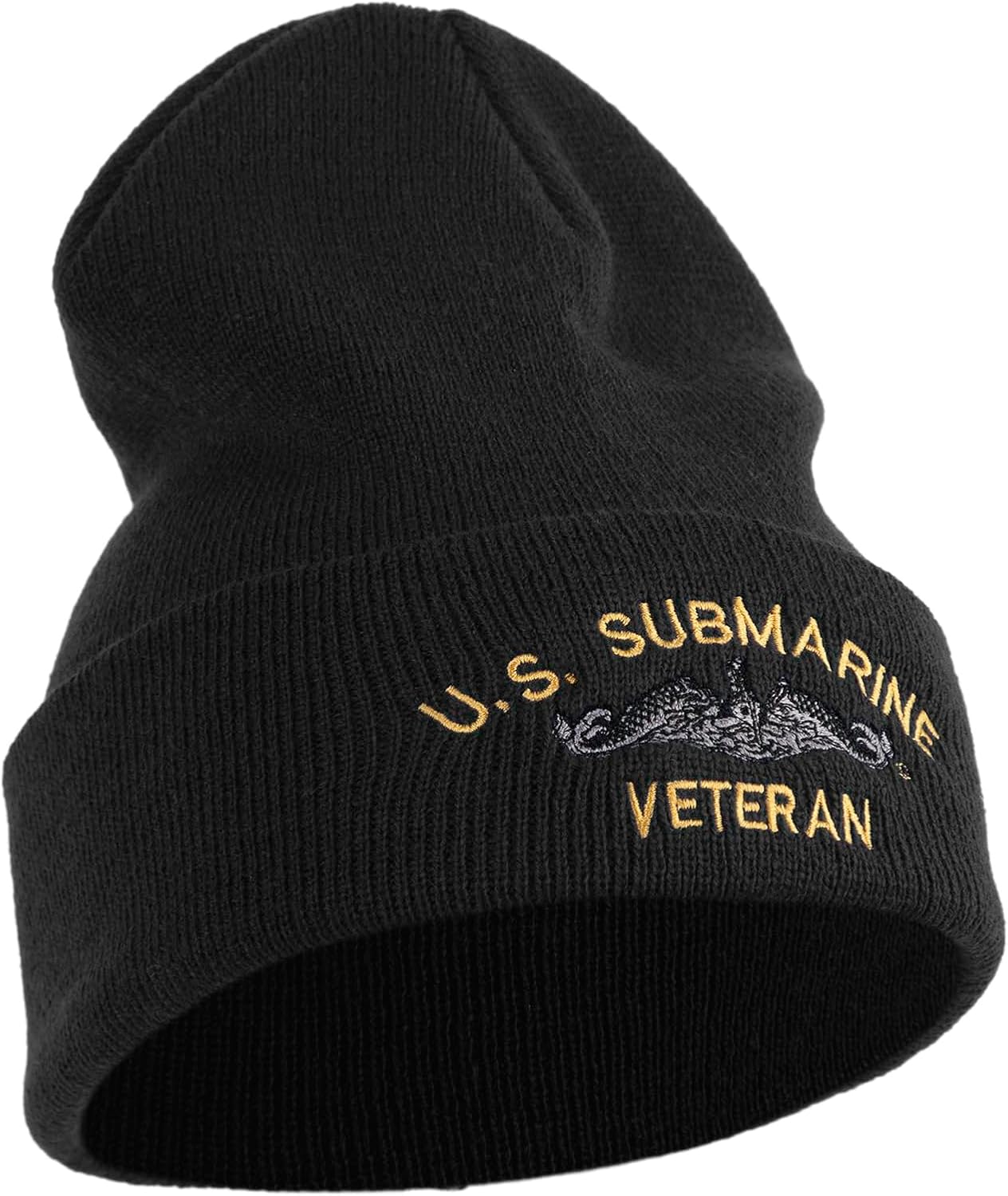 US Submarine Veteran Military Embroidered 12 inch Cuffed Knit YP Long Beanie - Image 4