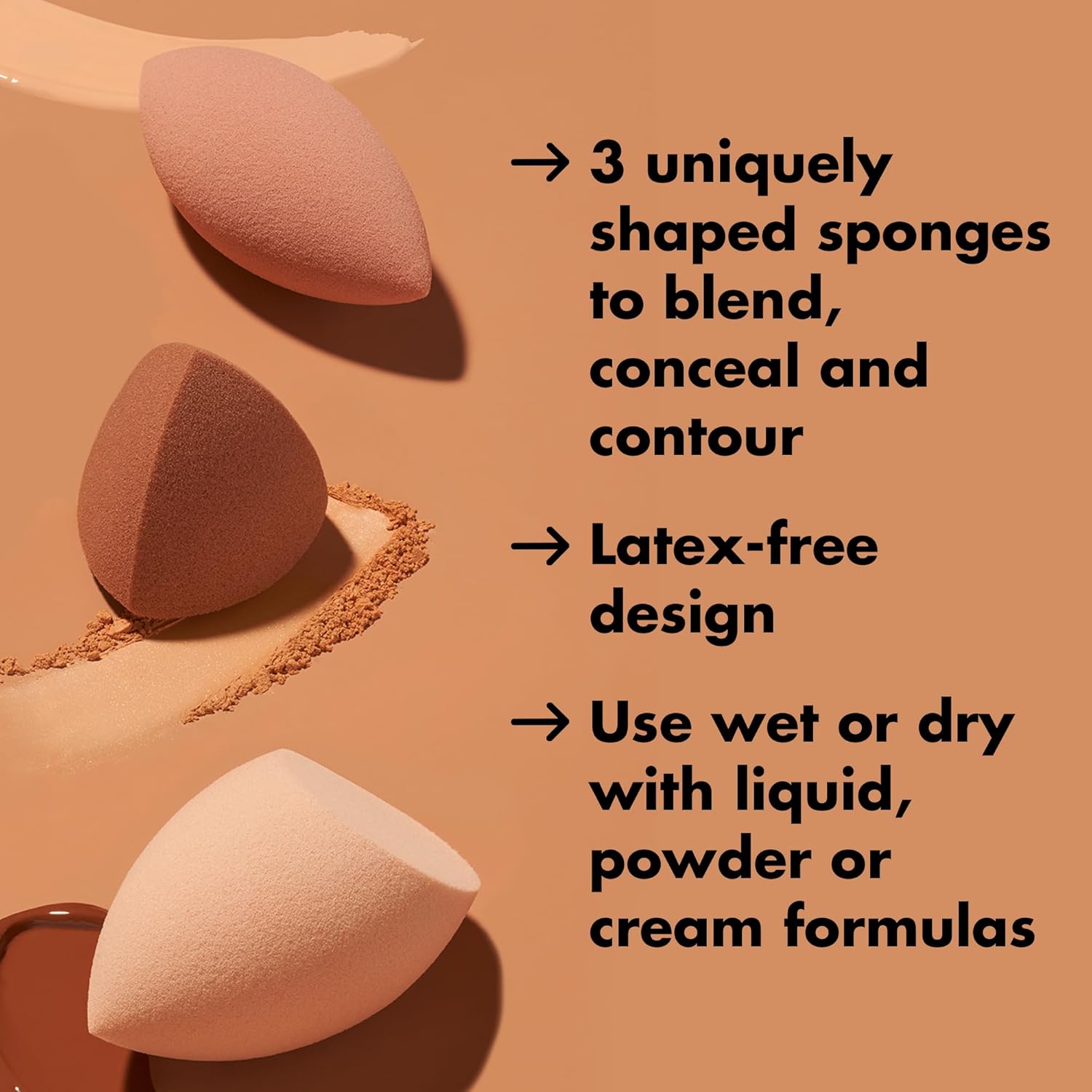 e.l.f. Total Sponge Set, Multi-use Makeup Sponge Set For Flawless Blending, Great For Powder Or Liquid Concealer & Foundation, Vegan & Cruelty-Free - Image 4