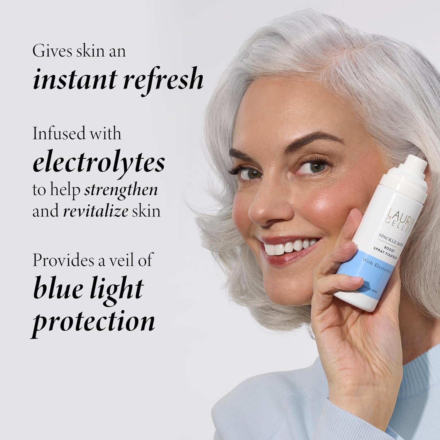 LAURA GELLER NEW YORK Spackle Mist Boost Setting Spray with Electrolytes - Long-Lasting Makeup Spray with Blue Light Protection - Dewy Skin Makeup Setting Spray - Image 3