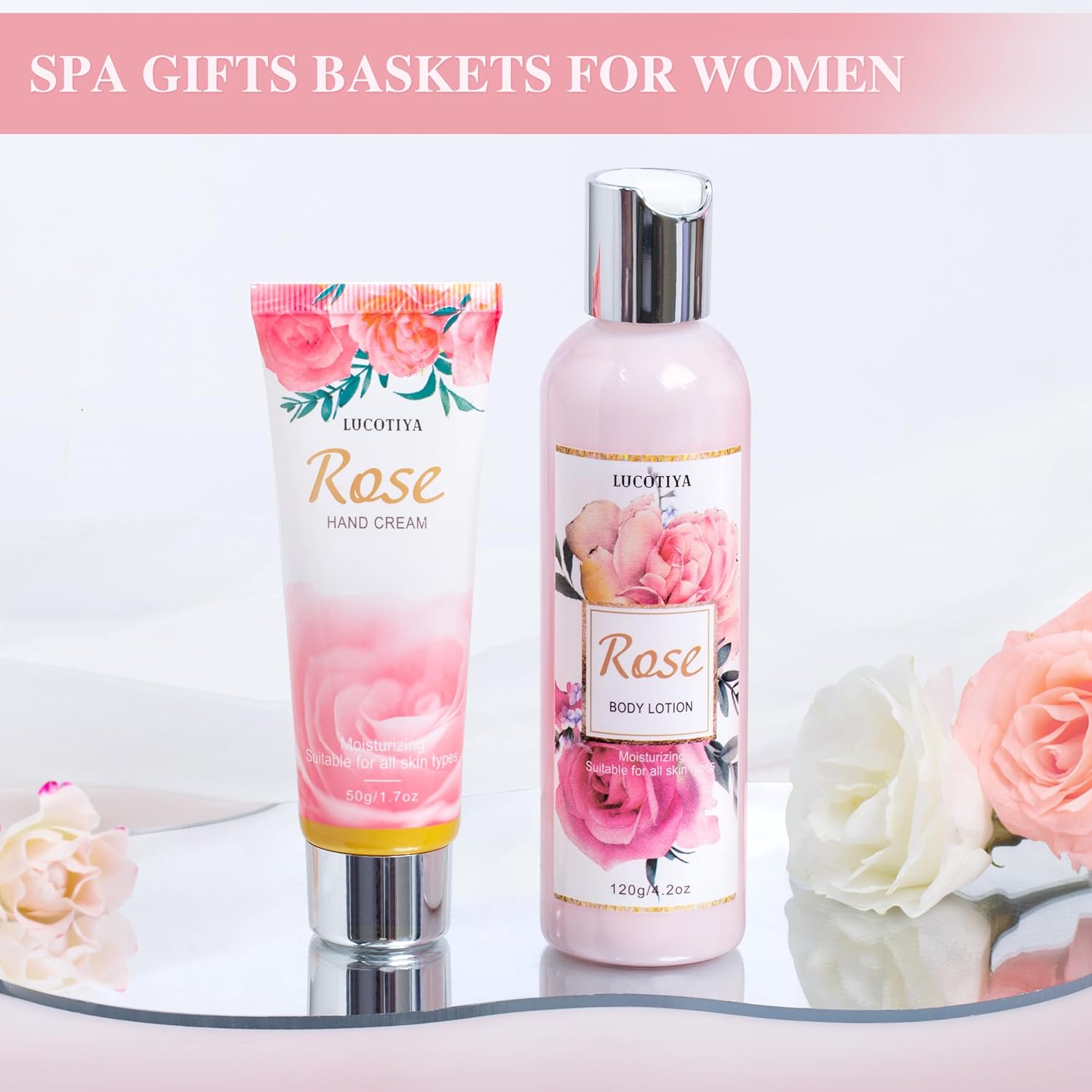 Gifts for Women, Happy Birthday Gifts for Women, Mothers Bath and Body Gift for Woman with Unique Rose Self Care Gift, Home Spa Gift Basket for Mom, Girlfriend, Sister, Female Friends, Coworker - Image 3