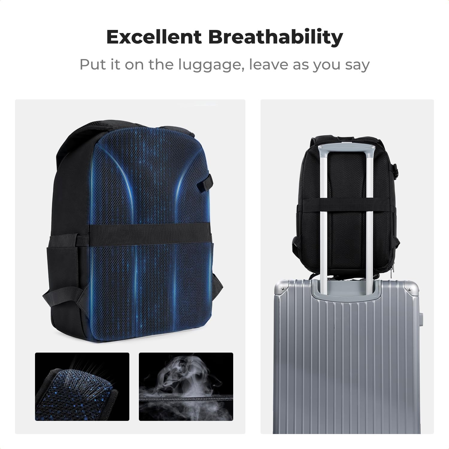 K&F CONCEPT Lightweight Camera Backpack Bag, Professional Photography Bag Compatible with Canon/Nikon/Sony Camera and Lens Accessories, Camera Case with Tripod Strap & Rain Cover - Image 7