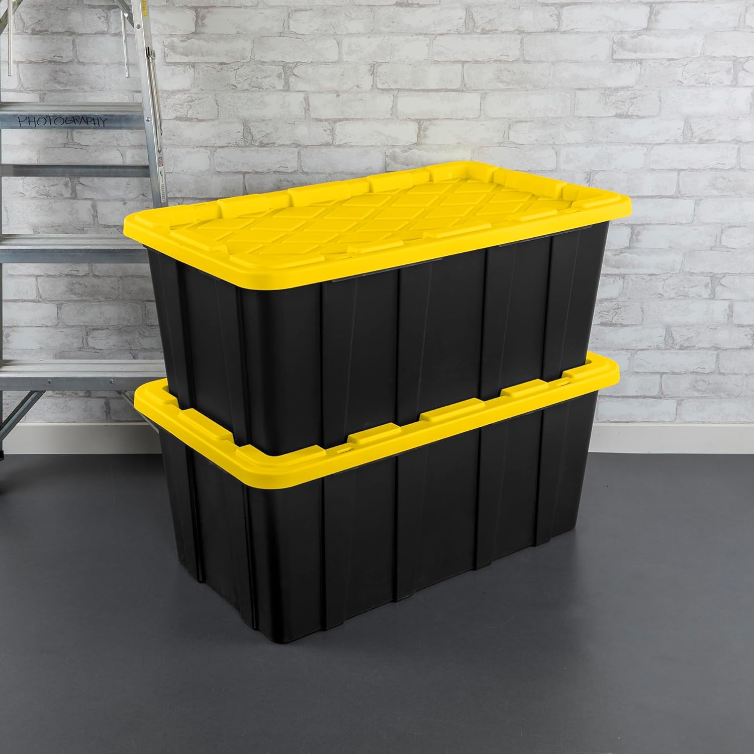 Sterilite 4-Pack Industrial Tote, Plastic Storage Container Bins with Lids, 38 Gallon - Heavy-Duty Organizing Containers for Closet, Bathroom, and Office - Image 8