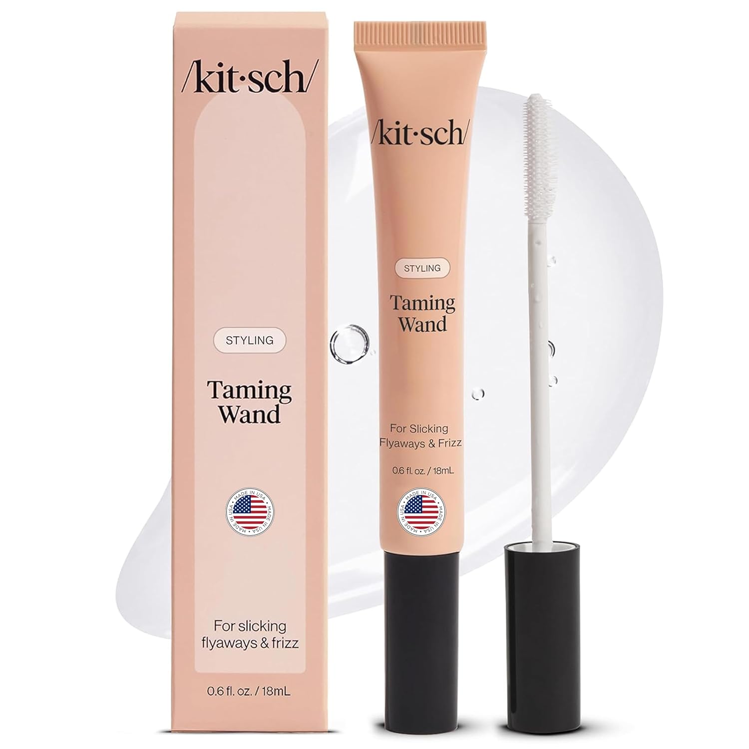 Kitsch Hair Taming Wand - Fly Away Stick For Hair with Biotin, Aloe & Vitamin E | Clear Hair Mascara for Flyaways, Slick Back Style | Travel Size, Ideal Gifts for Women - 18mL