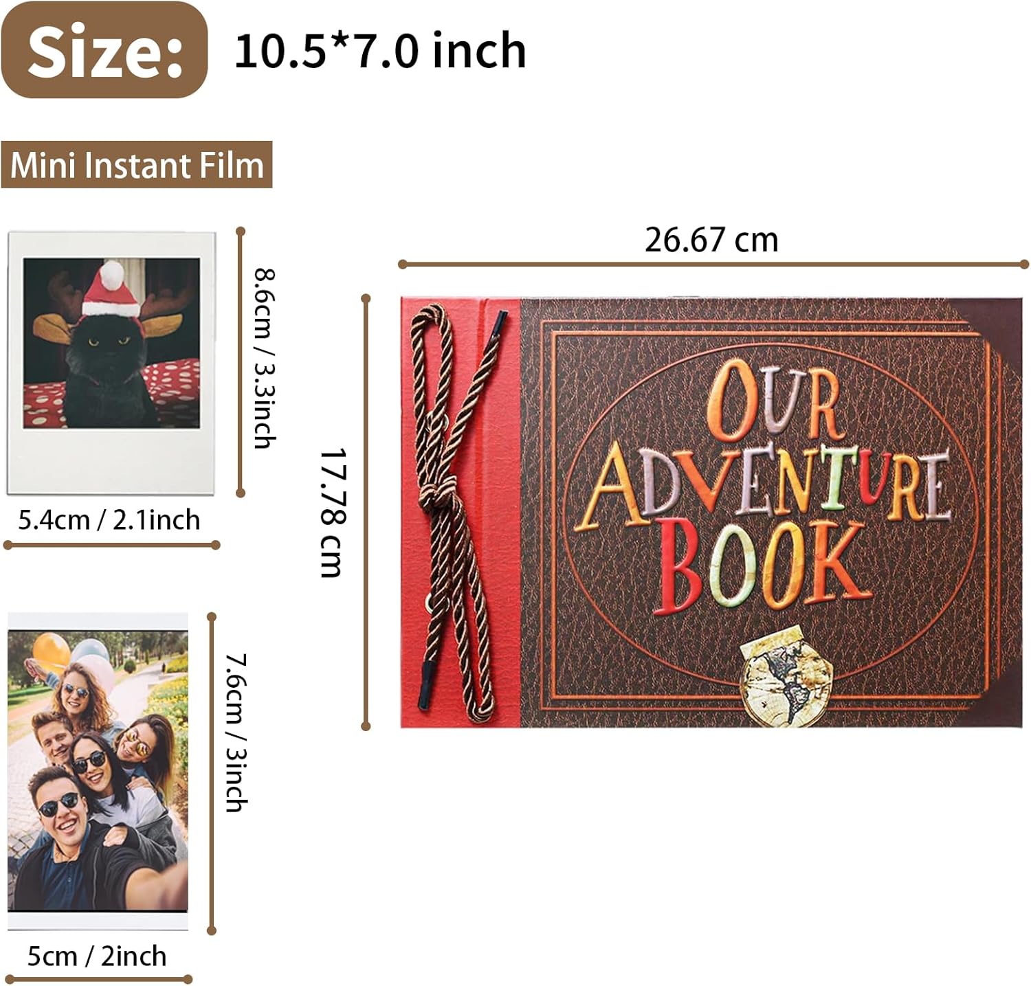 Scrapbook Photo Album,Our Adventure Book, Embossed Words Hard Cover Movie Up Travel Scrapbook for Anniversary, Wedding, Travelling, Baby Shower, etc (Adventure Book) - Image 4