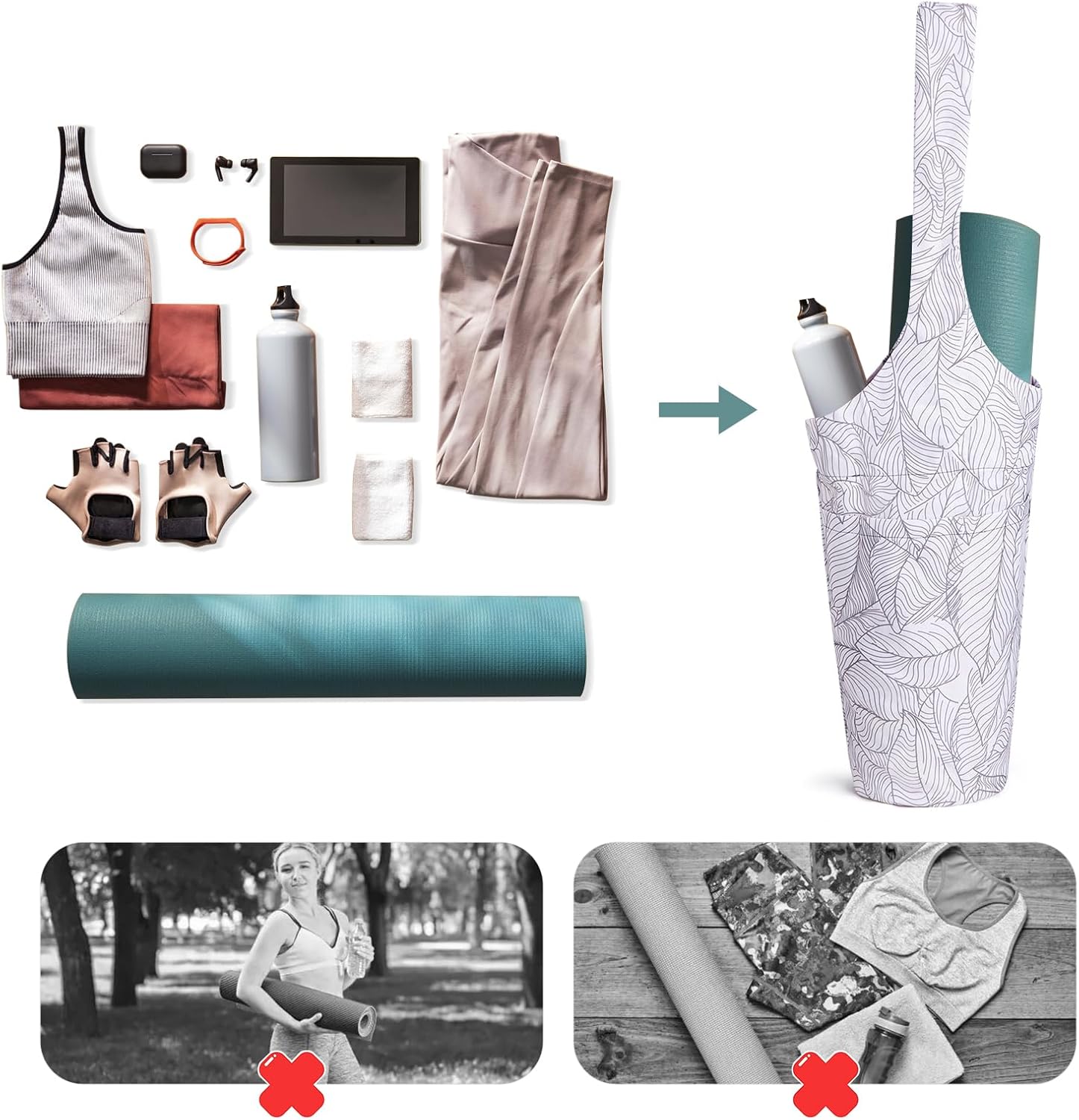 IwIeIaIrI Yoga Mat Bag for Women with Large Size Pocket and Zipper Pocket,Yoga Gifts Accessories with Adjustable Shoulder Strap- Fits Most Workout Stuff - Image 4