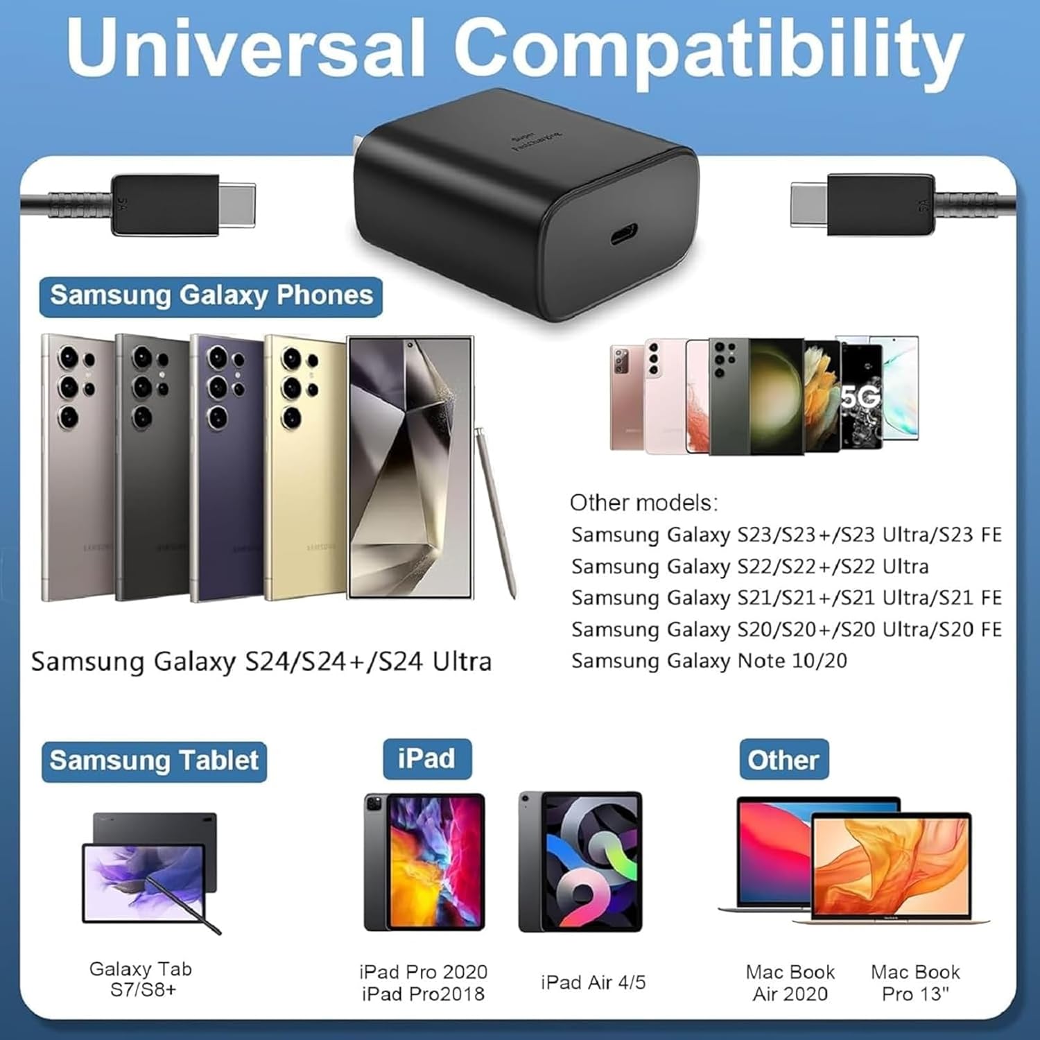 S24 S25 S23 A16 Samsung Charger Super Fast Charging 45W USB C Super Fast Charger with 6FT Type C Charger Cable Cord for Samsung Galaxy S25/S24/S23/S22/Ultra/Plus/FE,Galaxy Tab S9,Z Fold/Z Flip,A55,A15 - Image 8