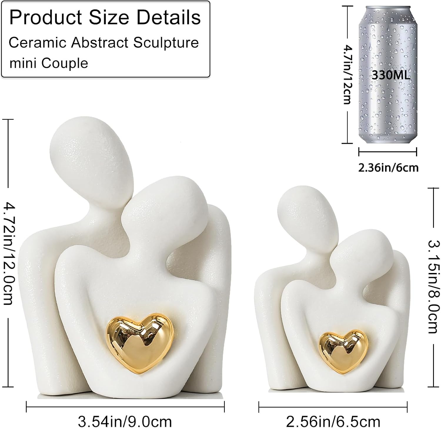 Mini Couple Statue Tv Stand Decor Items for Living Room, Abstract Sculpture Knick Knacks Home Decor Couples Love Office Show Pieces- For Bedroom Romantic Gifts for Valentine Anniversary Birthday - Image 2