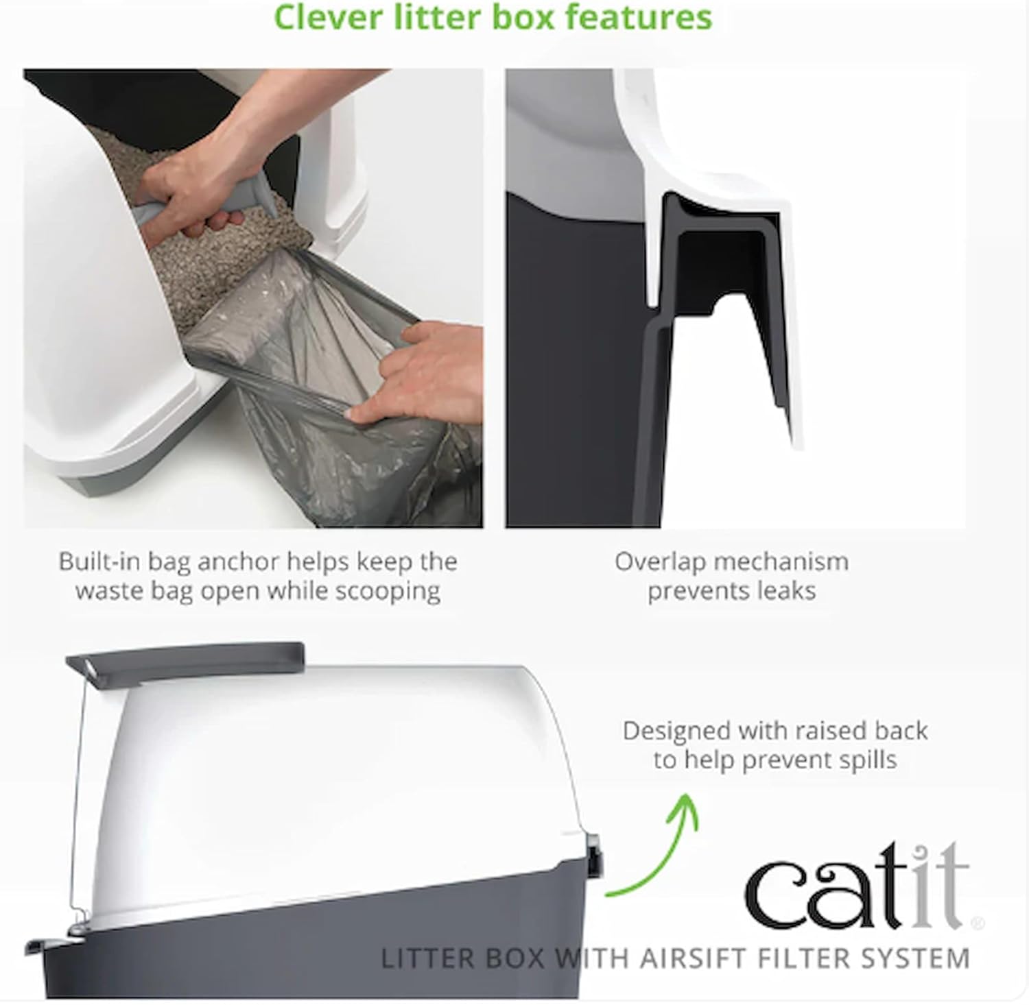 Catit Airsift Jumbo Hooded Litter Pan, Warm Gray/White - Privacy and Easy Access for Cleaning - Ideal for Larger or Multiple Cat Households - Image 3