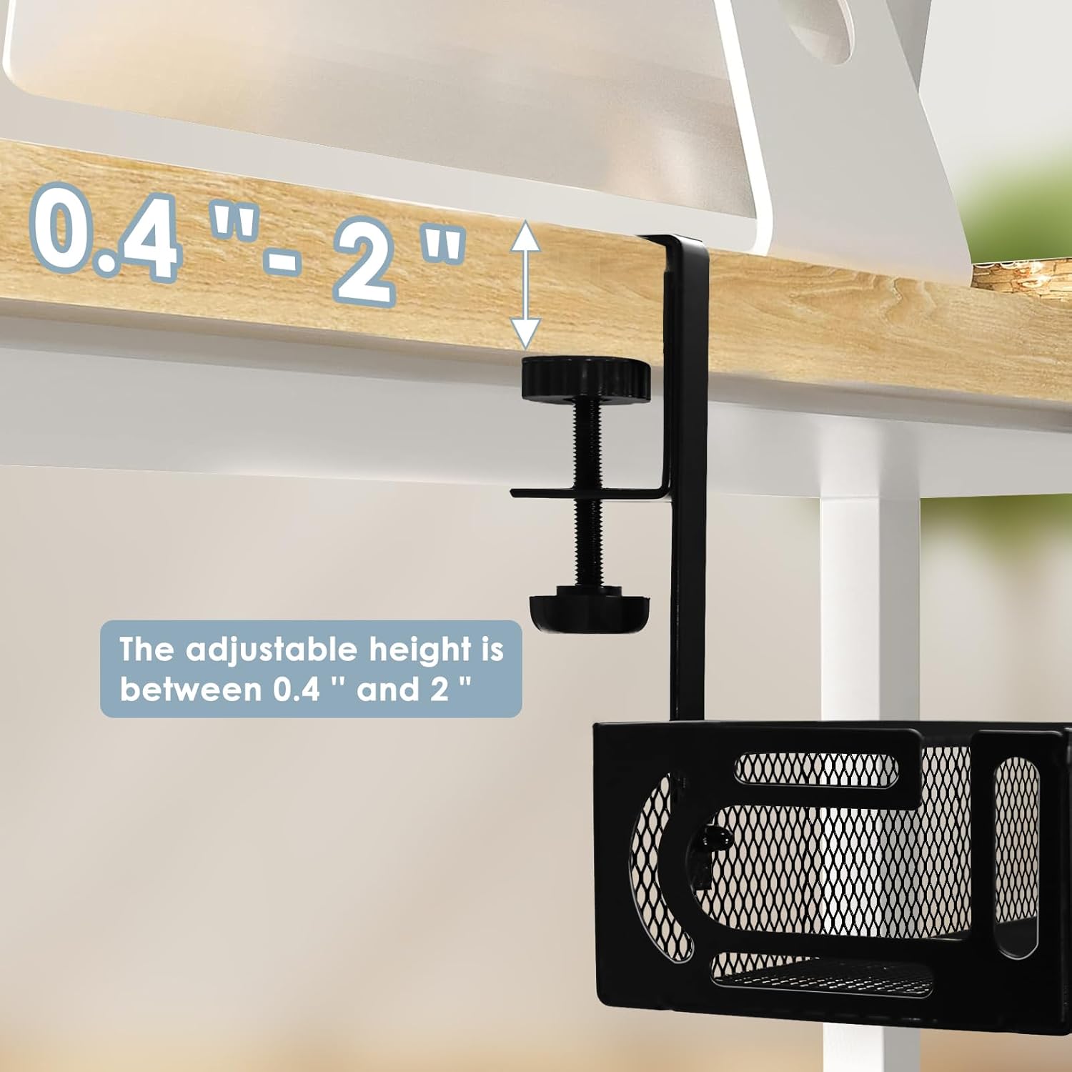 Cable Management, 25'' Cable Management Under Desk No Drill, Metal Cord Organizer with Clamp for Standing Desk, Cable Organizer for Home Office, Black - Image 4
