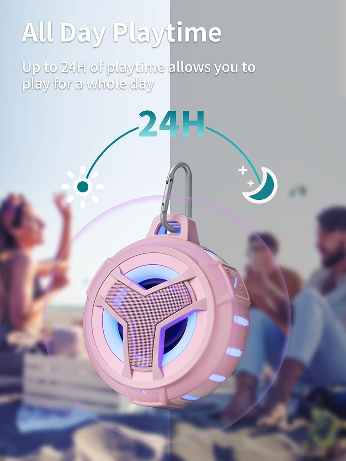 EBODA Bluetooth Shower Speaker, IP67 Waterproof Portable Wireless Small Speakers, Floating, 24H Playtime for Home, Beach, Pool, Kayak, Hiking, Boat Accessories, Gifts for Women, Girls - Pink - Image 9