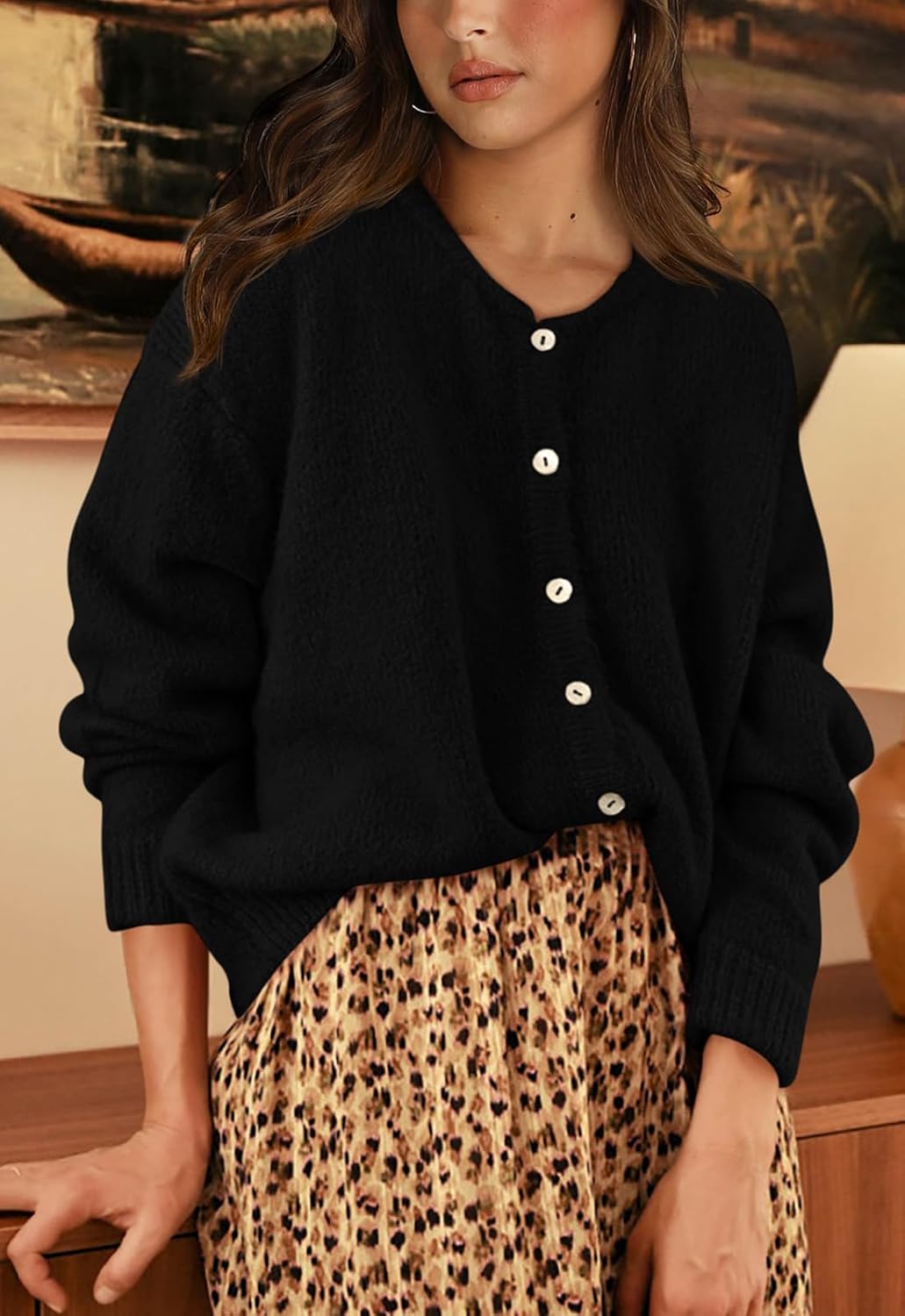 PRETTYGARDEN Long Sleeve Crewneck Button Down Womens Sweaters Spring Open Front Chunky Cardigan Sweaters for Women 2026 - Image 6