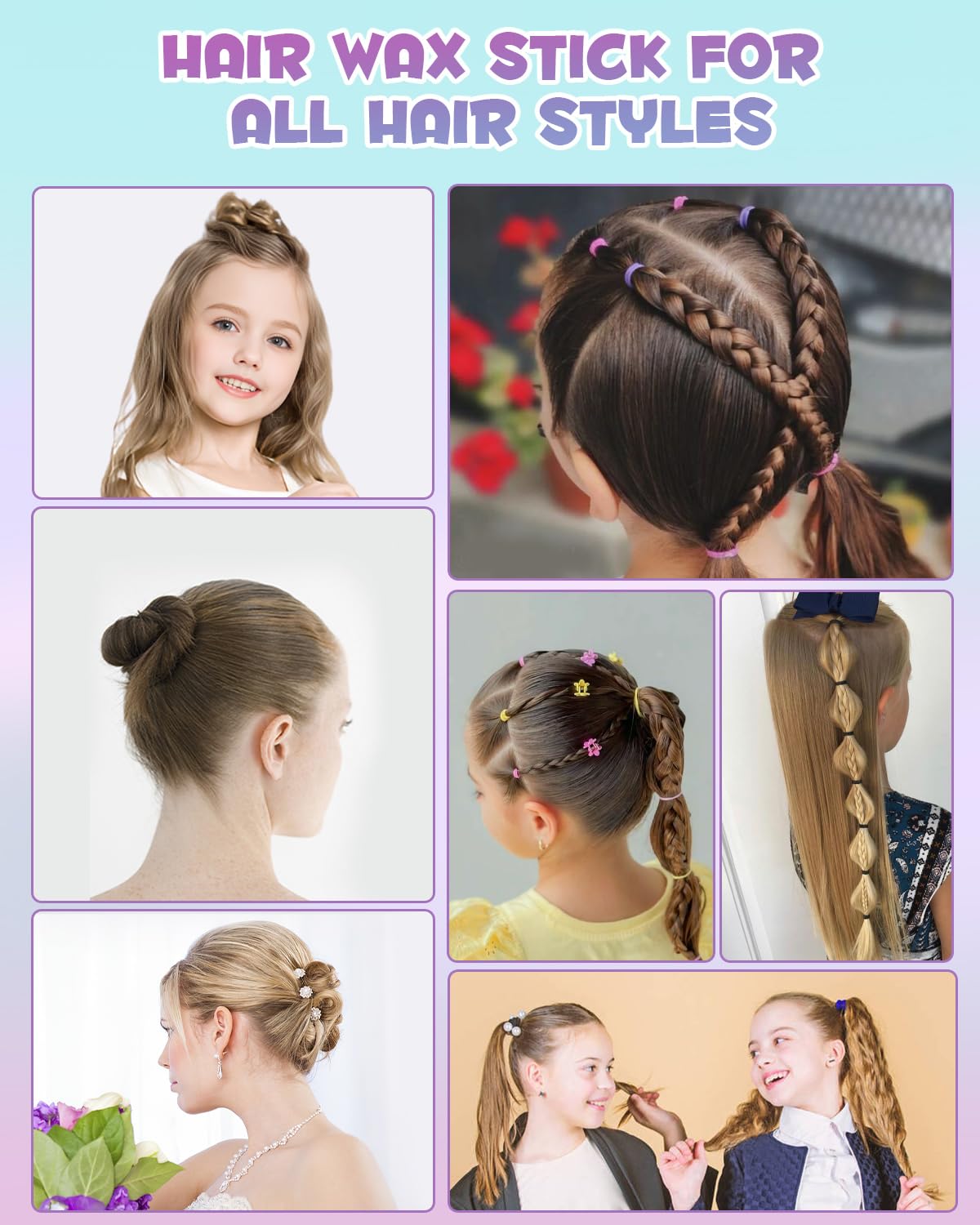 Samnyte Hair Wax Stick for Girls Women, Wax Stick for Hair, Tamer for Flyaway, Hair Accessories Slick Stick & Hair Bun Maker for kids to Ponytail, Bun, Braids, Gifts for Teen Girls, 2.7 Fl Oz - Image 6