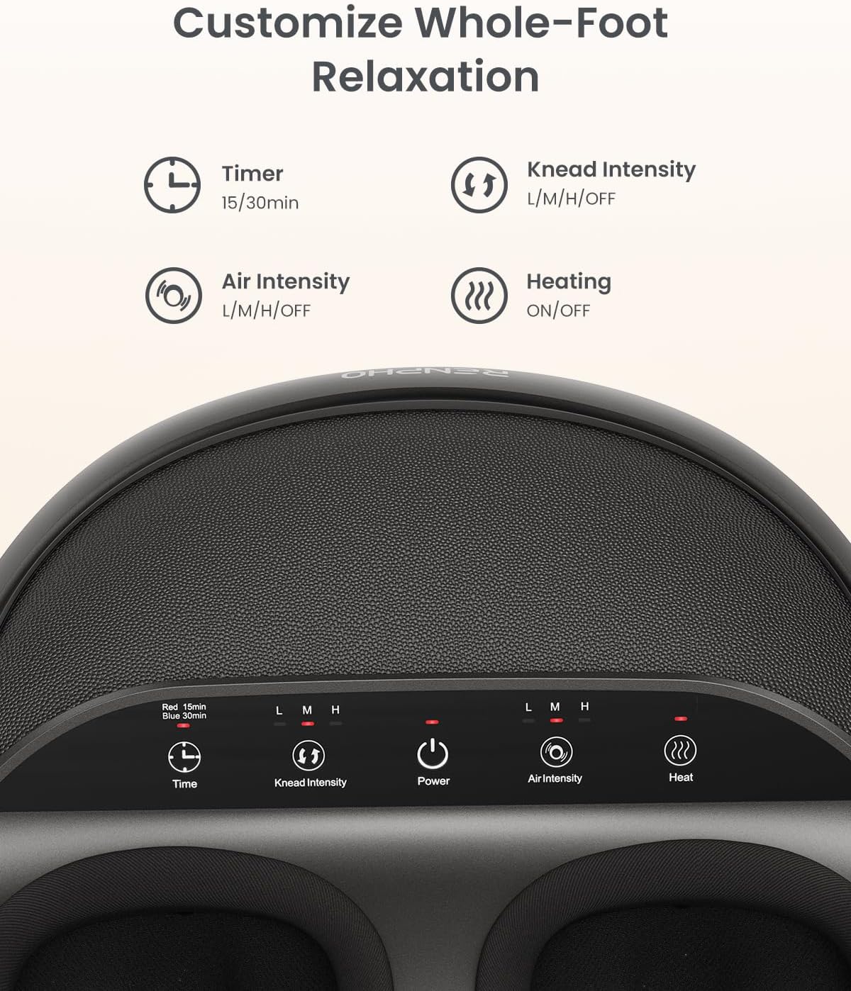 RENPHO Full Foot Massager Machine, 2026 Upgraded Shiatsu Foot Massager with Heat, FSA Eligible HSA Store Eligible, Plantar Fasciitis Massager, Birthday Gifts for Women Mom Men Dad, Fits Up to Size 13 - Image 6