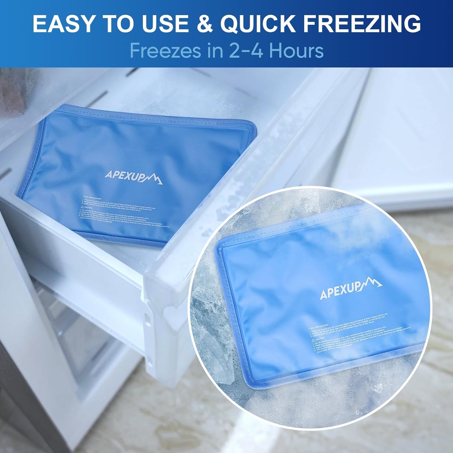 APEXUP Gel Ice Packs for Injuries Reusable, Flexible Double Sided Cold Packs for Injuries, Ice Pack for Knee, Shoulder, Back, Hip, Leg, Arm (Blue, 11"x7.1", 1PK) - Image 3
