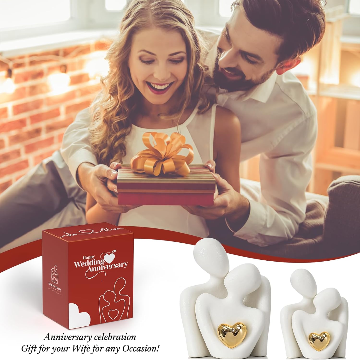 Mini Couple Statue Tv Stand Decor Items for Living Room, Abstract Sculpture Knick Knacks Home Decor Couples Love Office Show Pieces- For Bedroom Romantic Gifts for Valentine Anniversary Birthday - Image 4