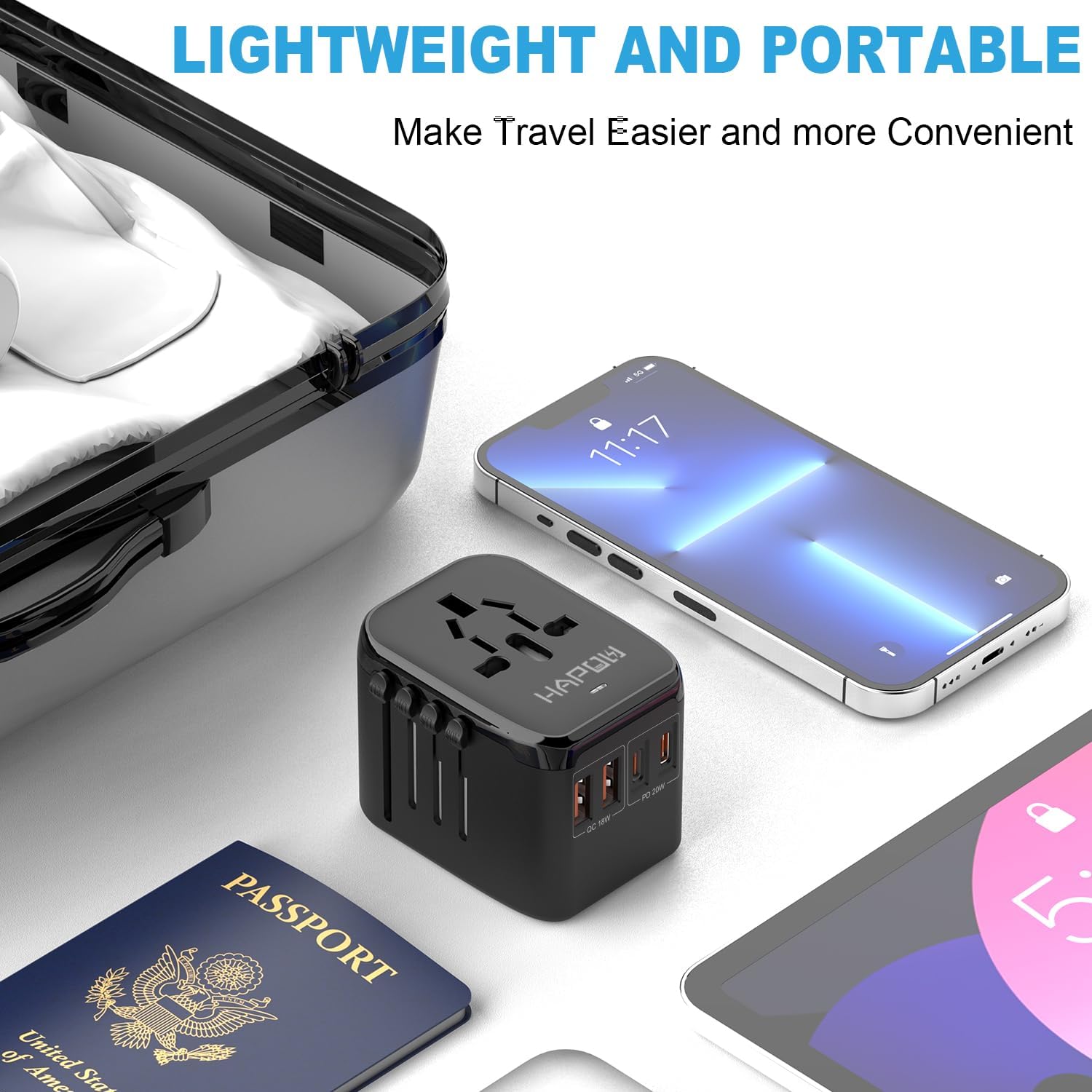 Universal Travel Adapter, PD20W International Power Adapter, 2 USB-C & 2 USB-A Fast Charging Travel Charger, All in One Worldwide Travel Plug Adapter, Outlet Adapter for Europe EU UK USA AU - Image 7