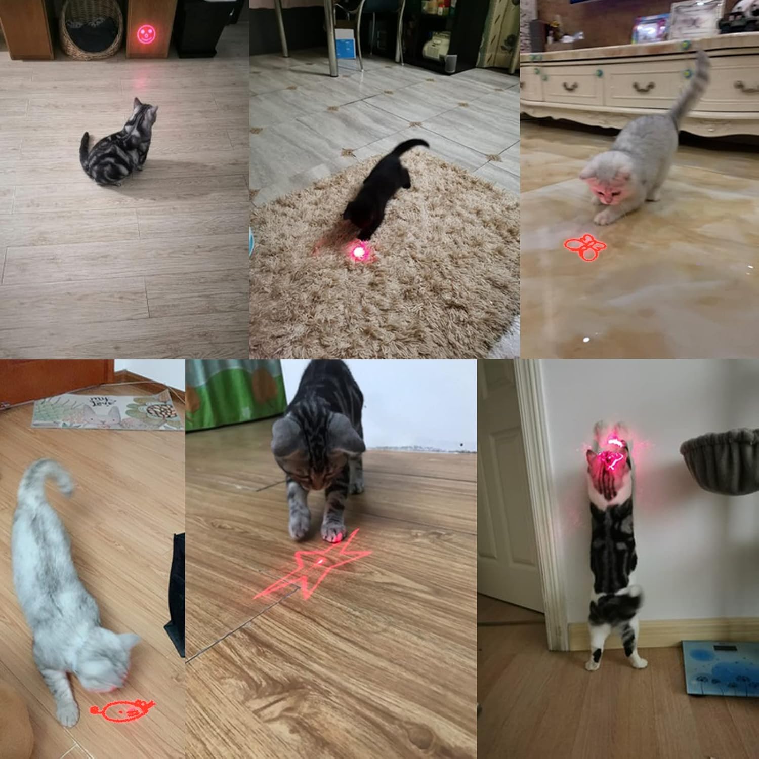 Laser Pointer Cat Toy, Interactive Toy with Red Dot LED Light Pointer, Long Range 3 Modes Projection Playpen for Kitten Interaction,USB Recharge Pointer (1 pcs) - Image 6