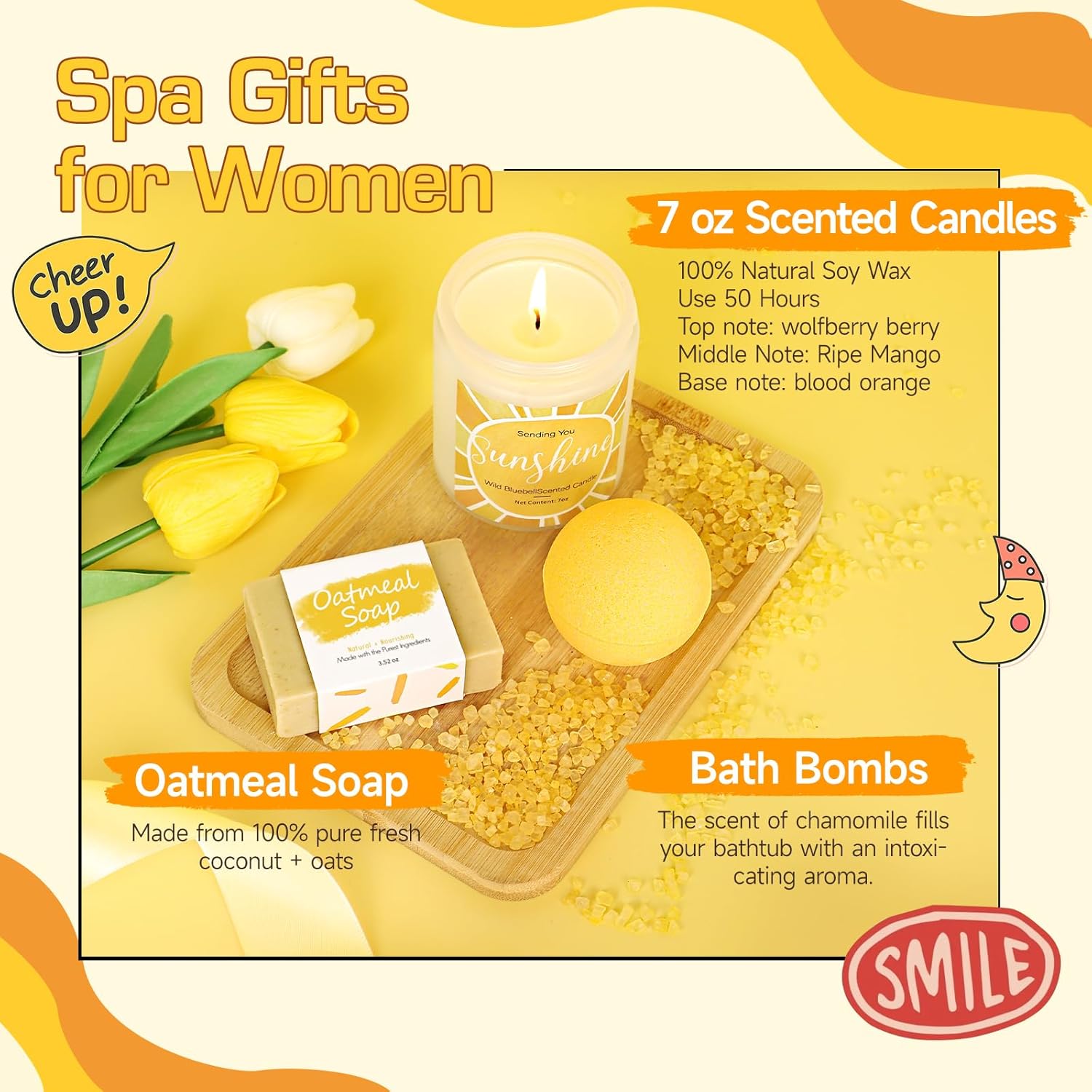 Gift Baskets for Women, 10pcs Unique Birthday Gifts for Women, Best Friend Birthday Christmas Gift, Get Well Soon Gift Basket Sending Sunshine Cheer Up Box for Sister Friendship - BRIGHTEN UP HER DAY! - Image 7