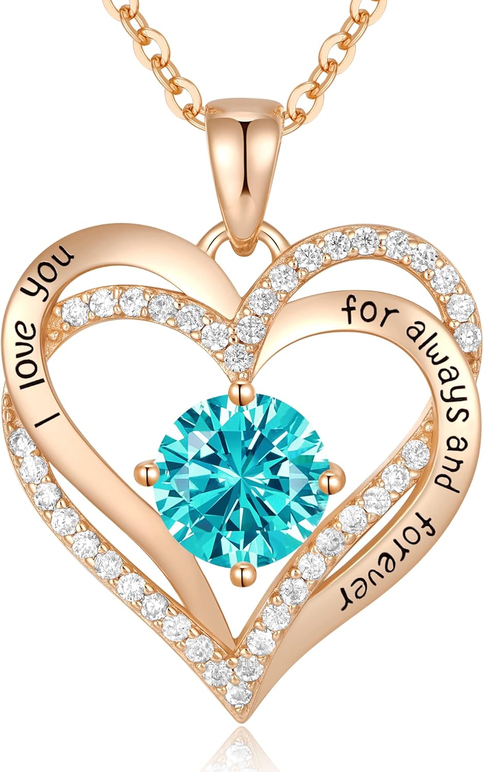 CDE Valentine's Day Gift Forever Love Heart Necklaces for Women, Wedding Anniversary, Birthday Mothers Christmas Day Gifts for Mom, Mother, Wife, S925 Silver Jewelry with Birthstone Pendant