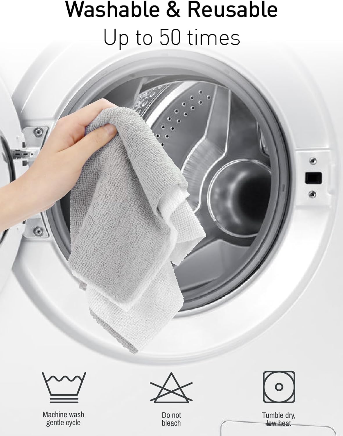 Fantasticlean Microfiber Cleaning Cloth Roll -75 Pack, Tear Away Microfiber Towels, 12" x 12", Reusable, Washable, Scratch Free, Ultra Absorbent Dishcloth for All-Around Cleaning Supplies (White) - Image 6