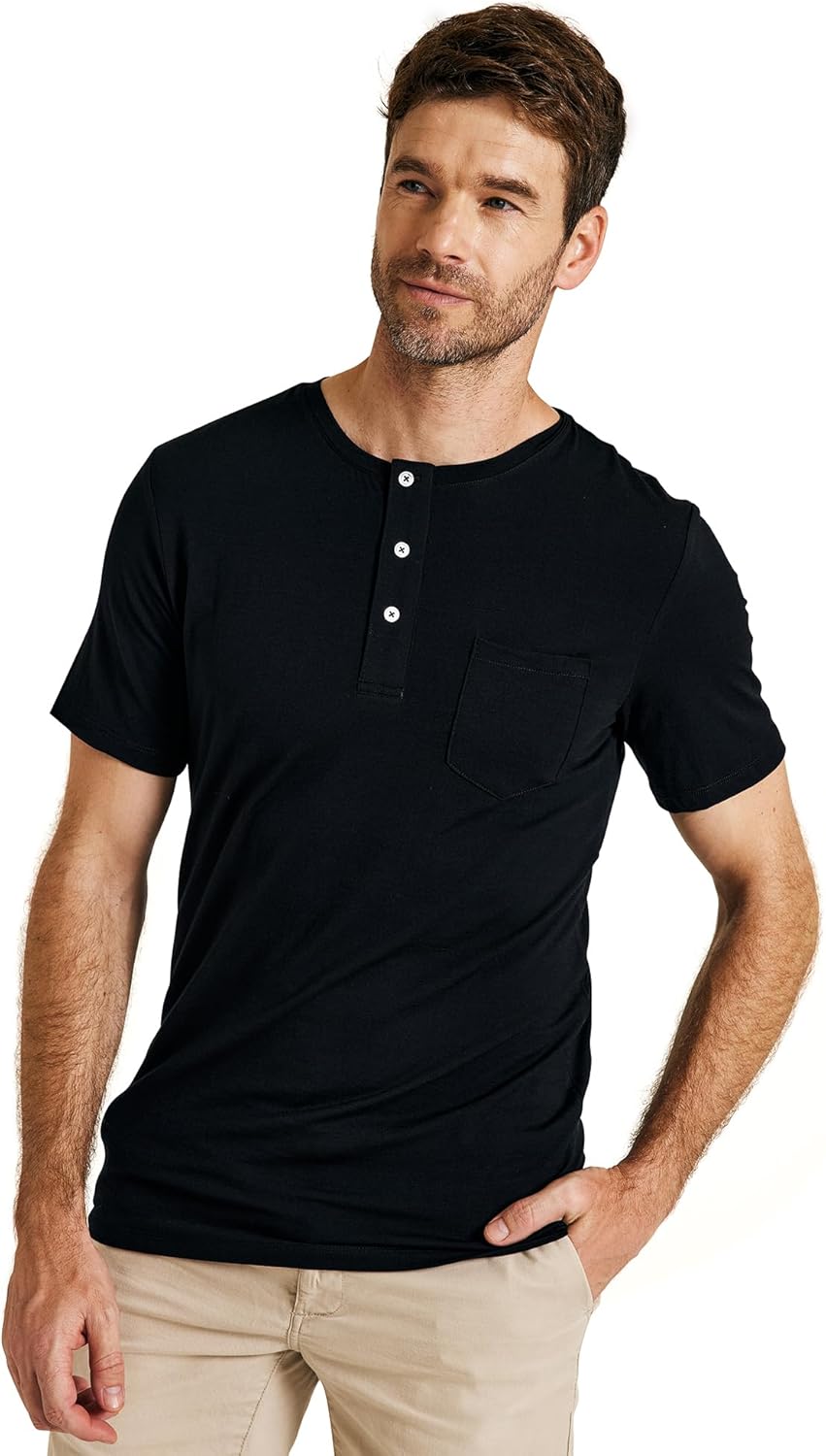 METARINO Men's Merino Wool Henley T-Shirt Short Sleeve Button Casual Shirts Athletic Tee Shirt Tops - Image 2