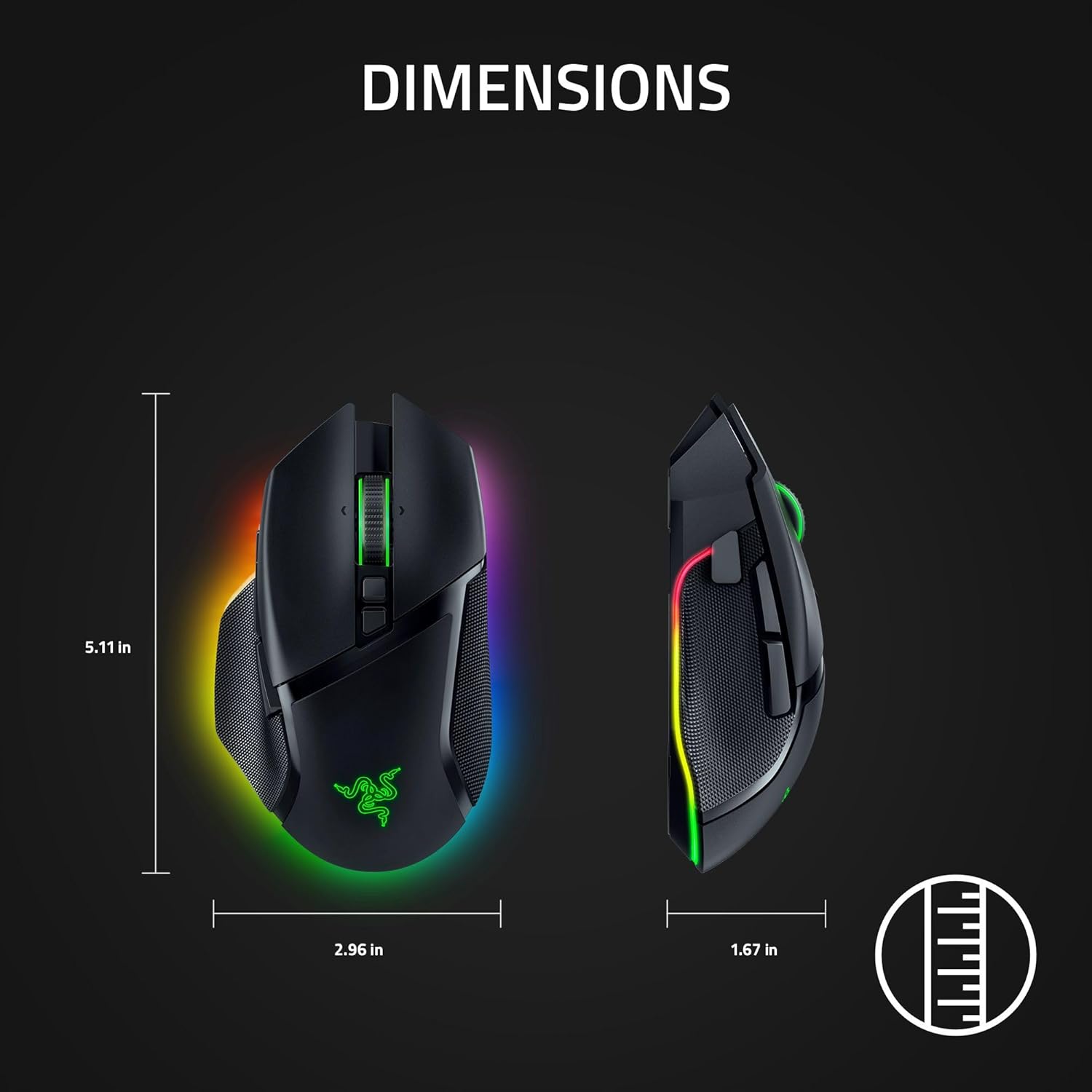 Razer Basilisk V3 Pro Wireless Gaming Mouse: HyperScroll Tilt Wheel - 30K DPI Optical Sensor - Gen-3 Optical Switches - 13-Zone Chroma RGB - 13 Programmable Controls - 3 Connection Modes - Black - Image 7