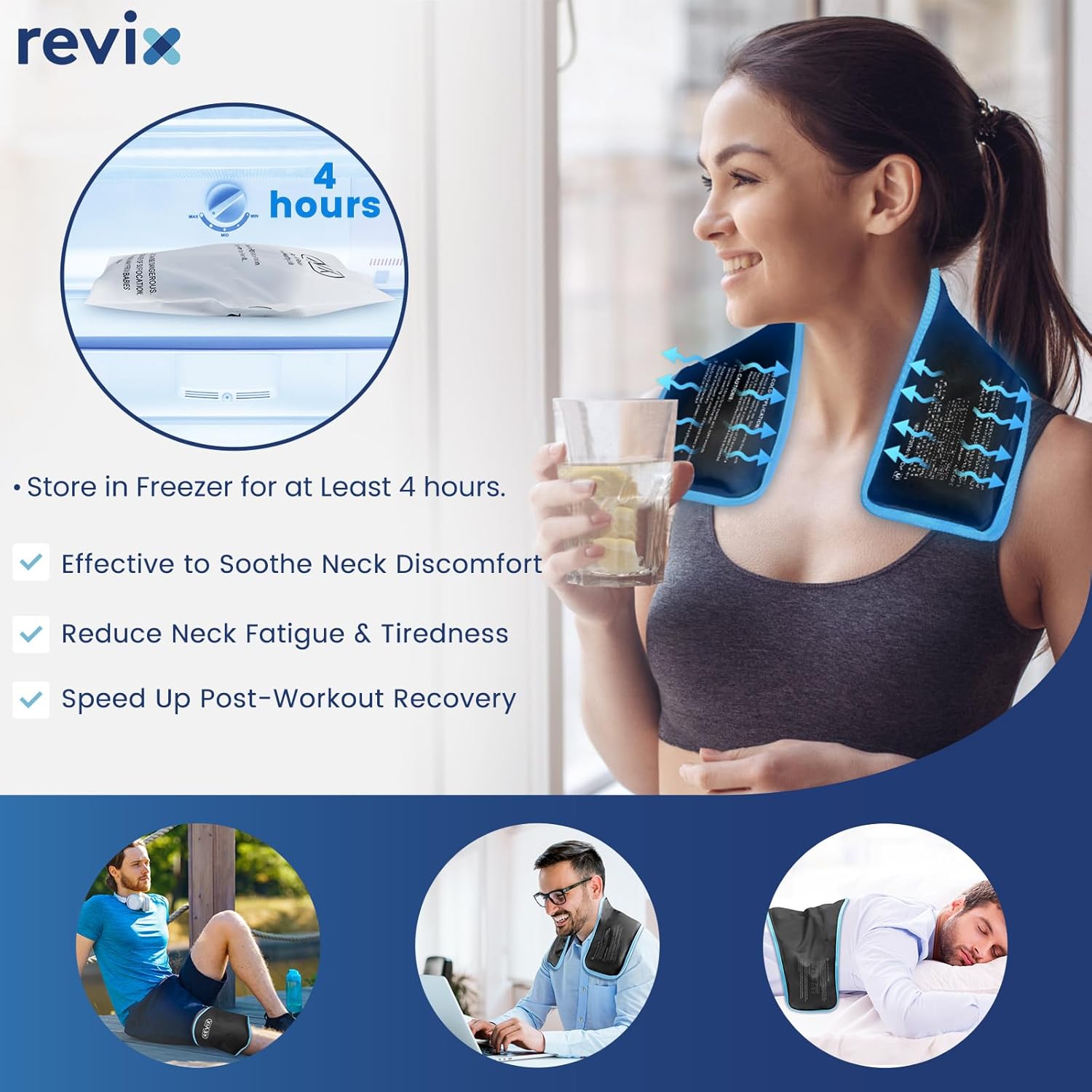 REVIX Neck Ice Wrap Ice Pack for Neck and Shoulders, Therapy for Promoting Flexibility and Mobility, Hot Cold Gel Packs Reusable for Post-Workout, Black - Image 5