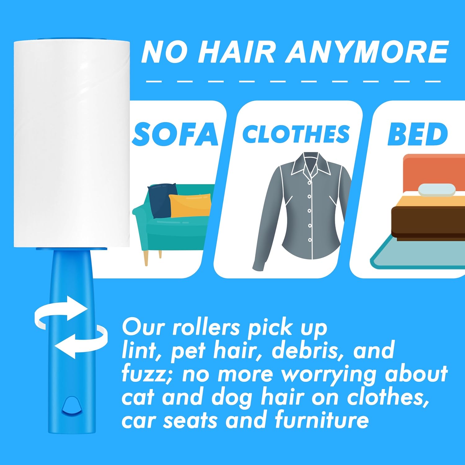 Extra Sticky Lint Roller, Mega Value Set 400 Sheets for Pet Hair Removal, Dog and Cat Lint Remover for Clothes, Furniture, Carpet - Image 4