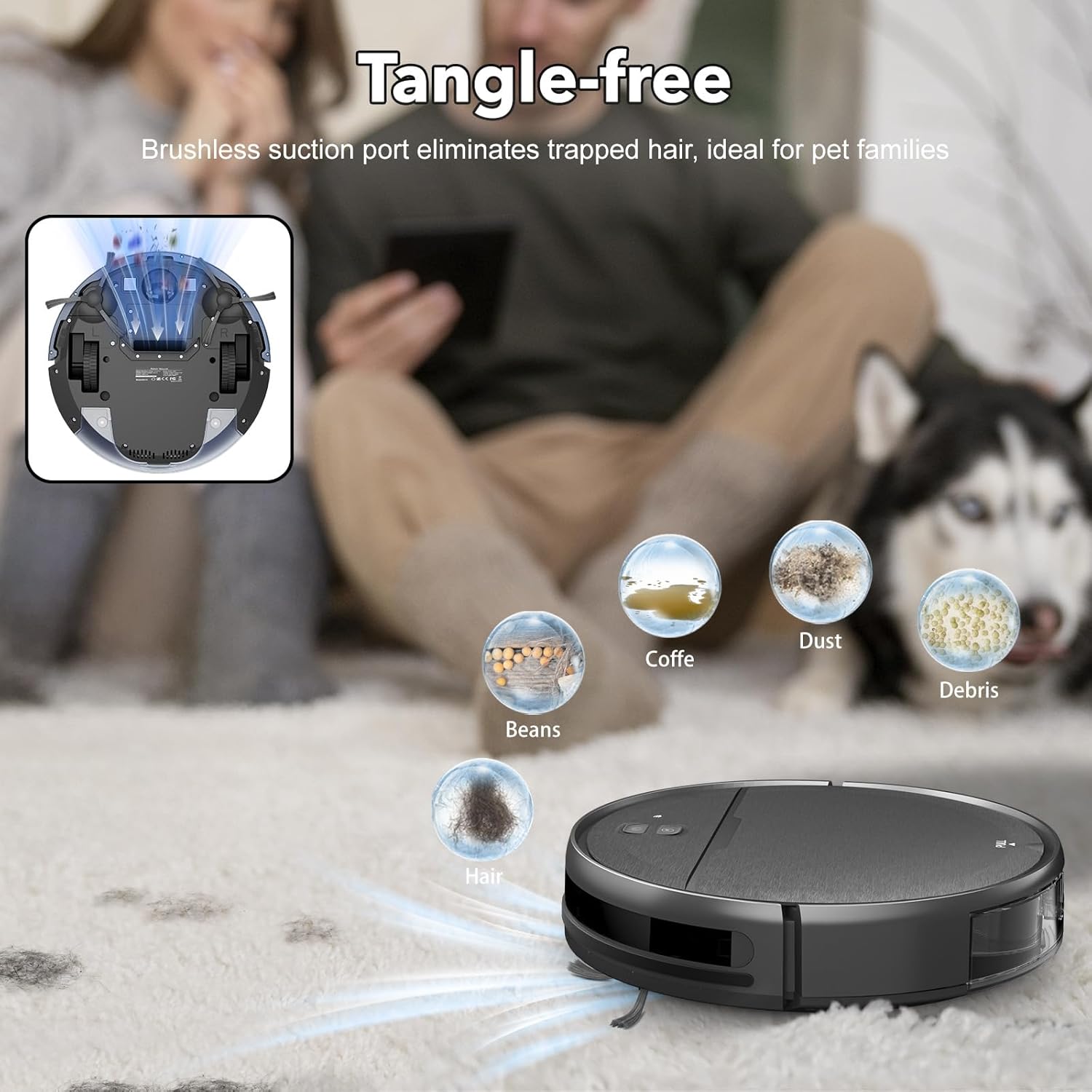 Robot Vacuum and Mop Combo, 2 in 1 Robotic Vacuums Cleaner with WiFi/App, Robot Vacuum with Water Tank, Strong Suction, Schedule, Self-Charging, Quiet, for Hard Floor, Pet Hair, Low Pile Carpet - Image 5
