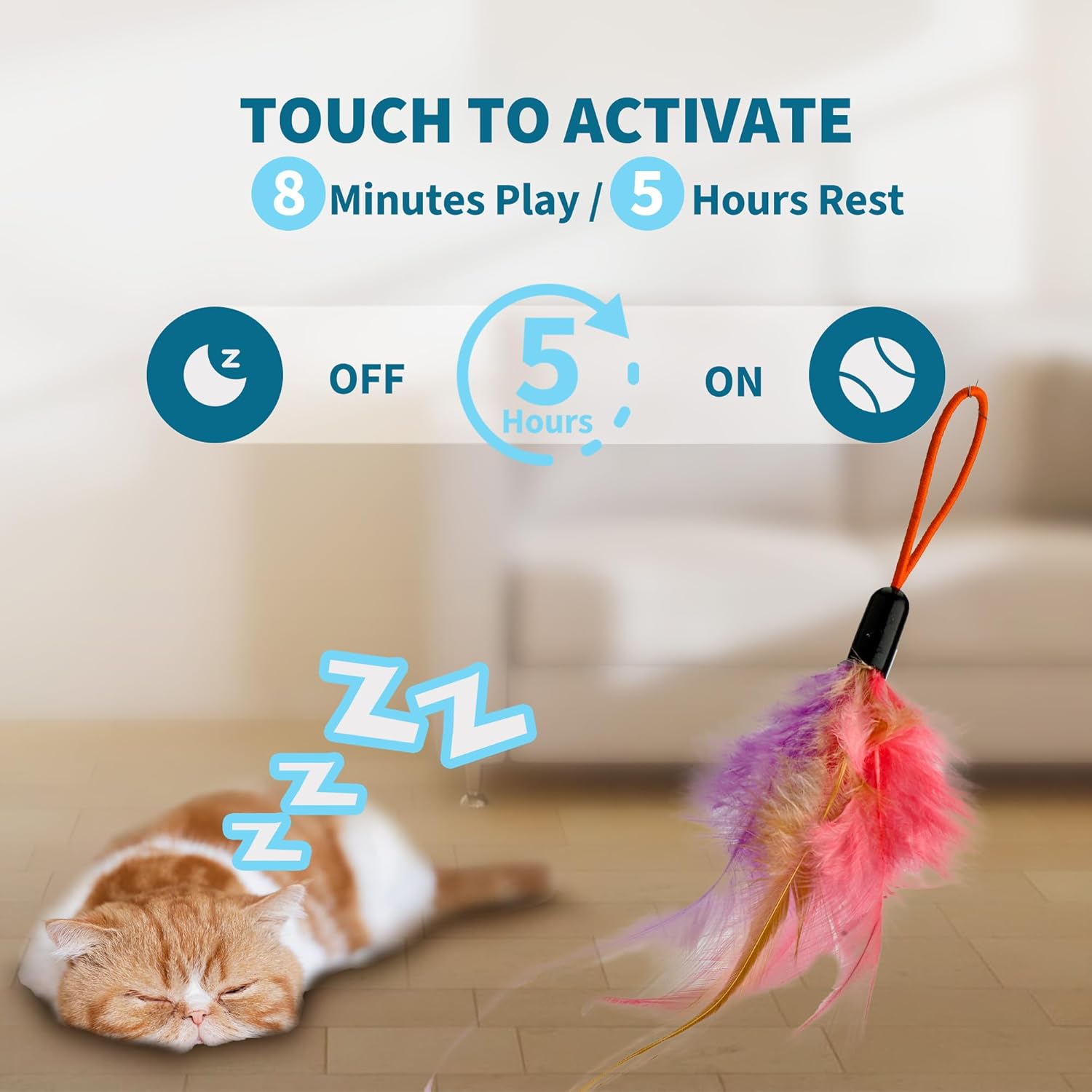 Interactive Cat Toys for Indoor Cats,Automatic String Feather Wand Teaser Enrichment Toy,USB-Rechargeable,Safe Self Play Chase Exercise,Hanging Cat Door Frame Toy for Bored Indoor Adult & Kitten Cats - Image 5
