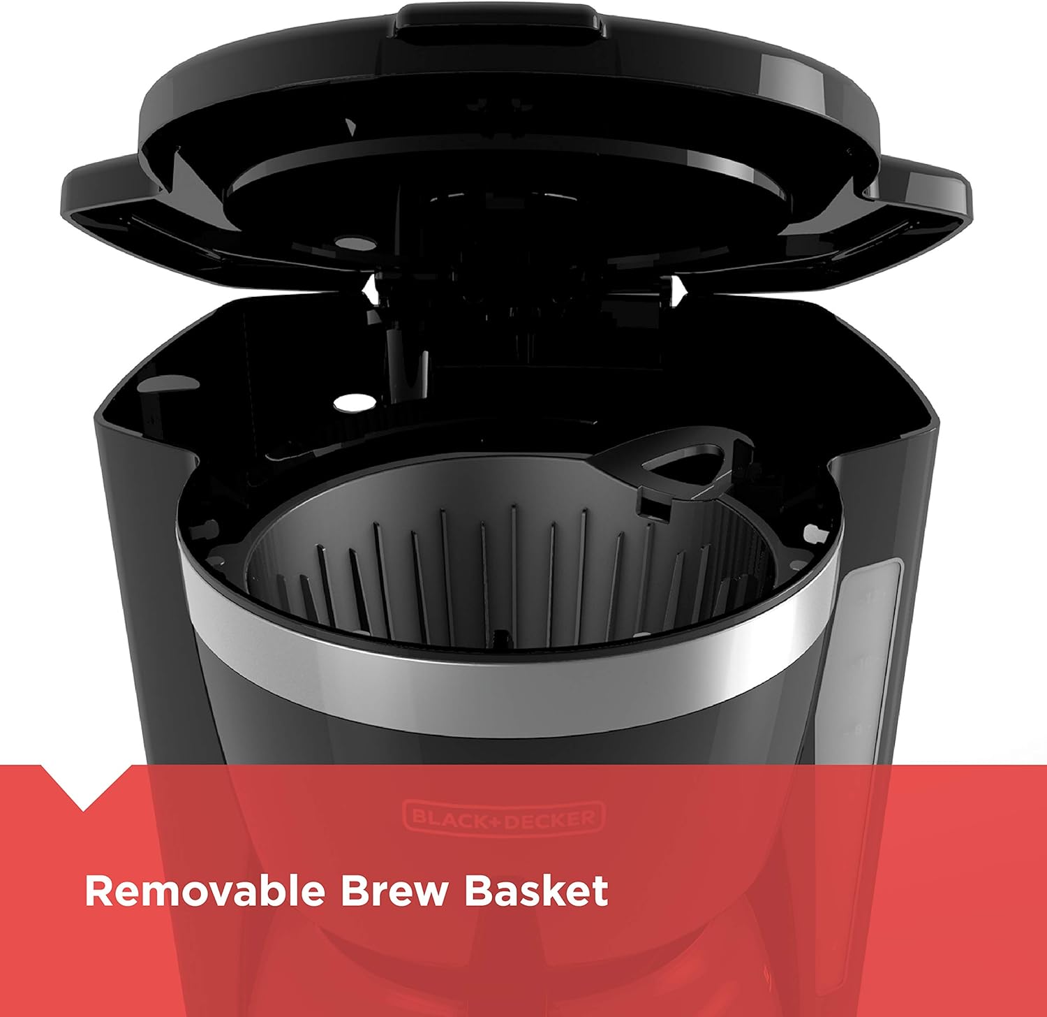 BLACK+DECKER 12-Cup Digital Coffee Maker, Programmable, Washable Basket Filter, Sneak-A-Cup, Auto Brew, Water Window, Keep Hot Plate, Black - Image 9
