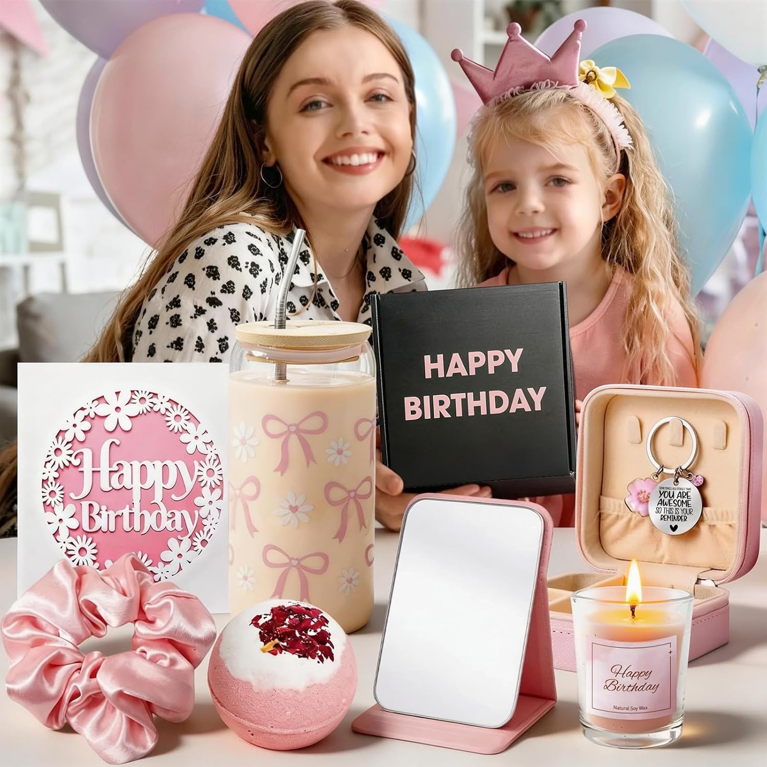 Birthday Gifts For Teen Girl, Happy Birthday Box For Girl, Sister, Daughter, Niece, Friends, Cute Daisy Glass Cups Gift Baskets Set for 12 14 15 16 17 18 19th Girls - Image 2
