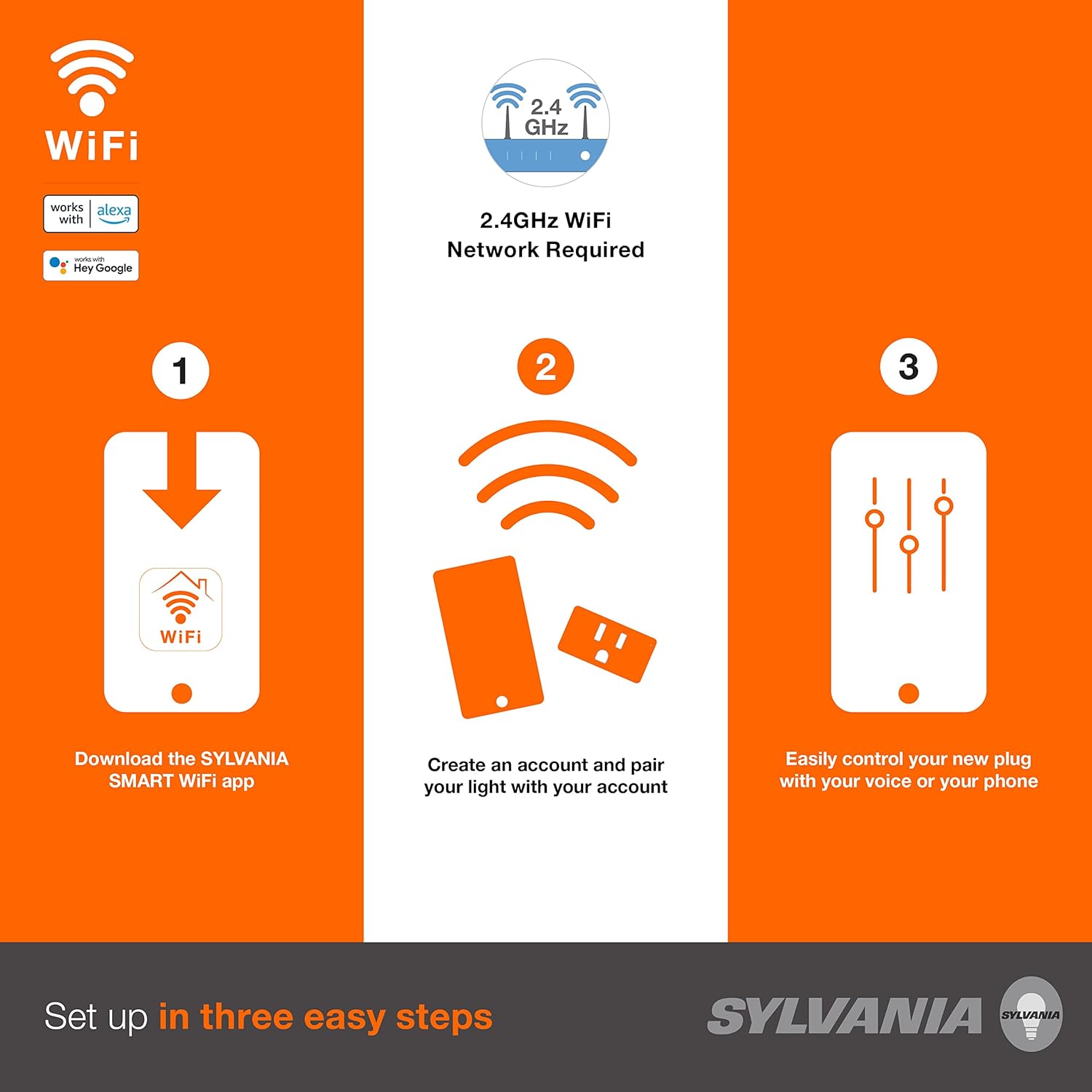Sylvania WiFi Smart Plug, Voice Control, Compatible with Alexa and Google Home, Timer, On/Off, White - 4 Pack (75703) - Image 3