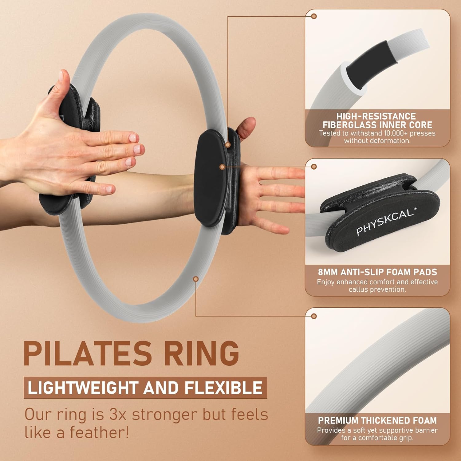 Pilates Ring, 15-Inch Magic Circle with Extra Thick Padded Handles, Pilates Equipment for Toning Inner Thighs, Arms and Strengthening Cores- Workout Guide Included - Image 4