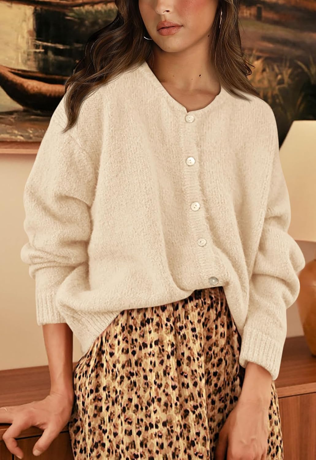 PRETTYGARDEN Long Sleeve Crewneck Button Down Womens Sweaters Spring Open Front Chunky Cardigan Sweaters for Women 2026 - Image 6
