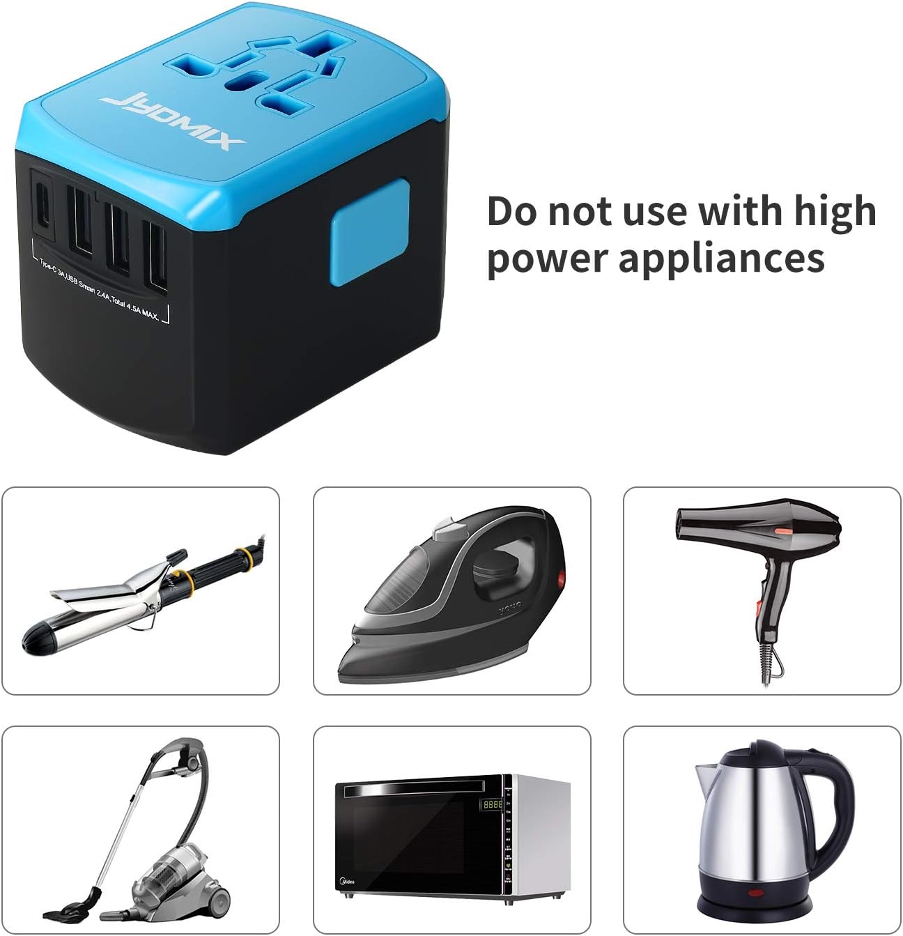 All in One Universal USB Travel Power Adapter with 3 USB Port and Type-C International Wall Charger Worldwide AC Power Plug 8 Pin AC Socket for Multi-Nation Travel UK, EU, AU, Asia - Image 7