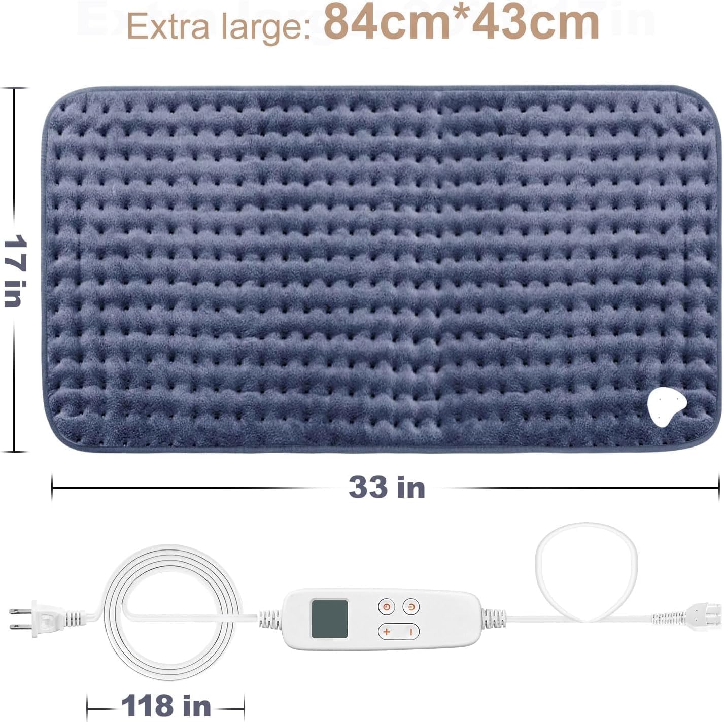 VAAGHANM Heating Pad: 33 x 17 inches Electric Heating Pad for Back -Extra Large Heat Pad for Shoulder/Neck/Knee/Arms - Upgraded 6 Timer & 6 Temperature Controller -Auto Shut Off - Image 7