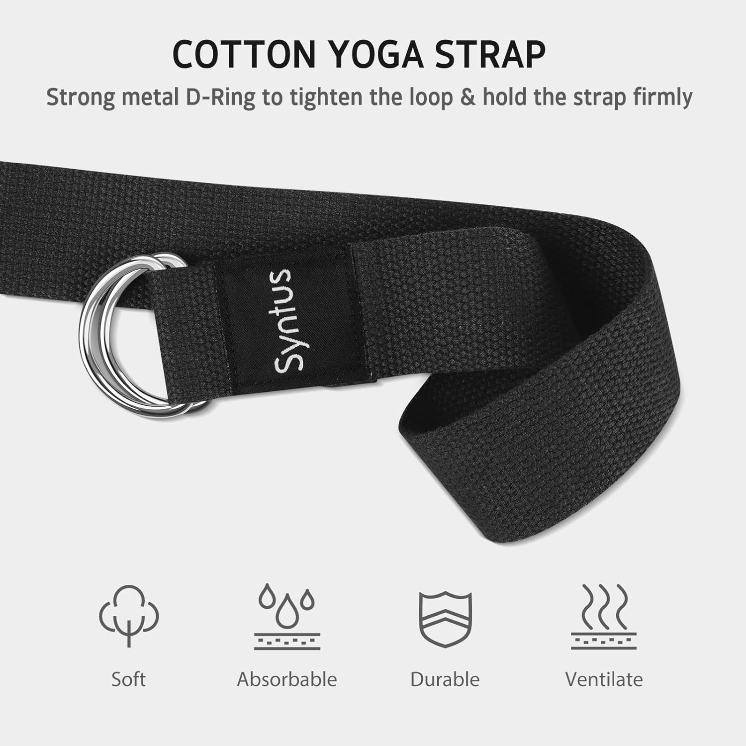 Syntus Yoga Block and Yoga Strap Set, 2 Soft Non-Slip Yoga Blocks 9×6×4 inches, 8FT Metal D-Ring Strap for Yoga, General Fitness, Pilates, Stretching and Toning - Image 3