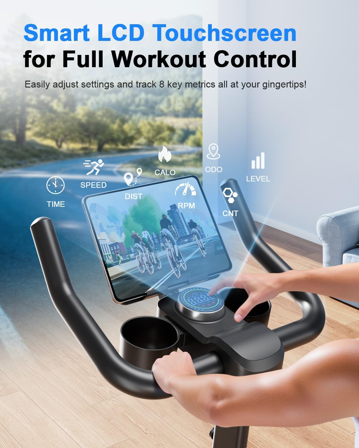 Superun Exercise Bike, Stationary Bikes for Home with Brake Pad, Low Noise Spin Bike with 300LBS Weight Capacity, Indoor Cycling for Home Gym with Pad Mount LCD Monitor and Cup Holder - Image 5