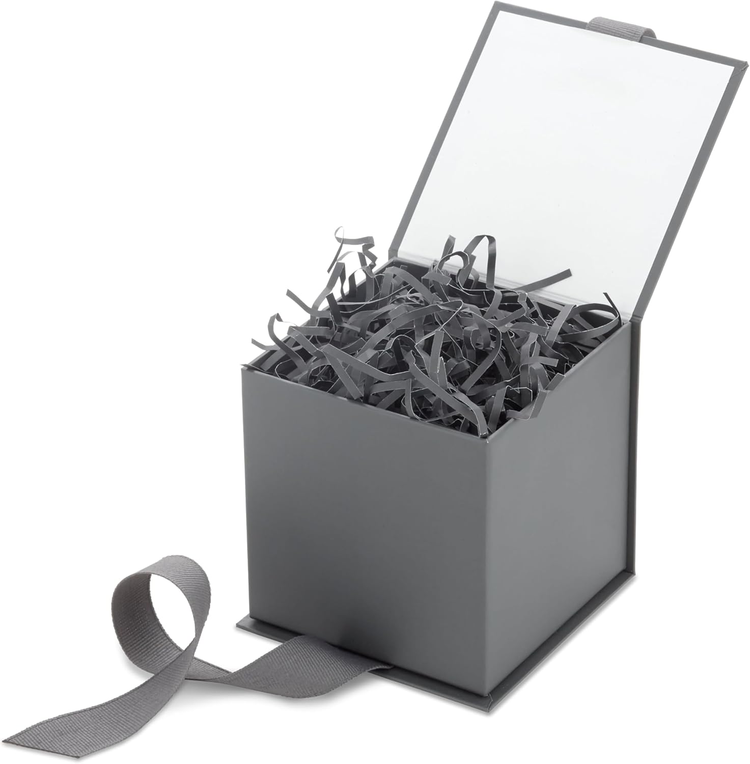 Hallmark Small Gift Box with Bow and Shredded Paper Fill (Gray 4 inch Gift Box) for Weddings, Graduations, Birthdays, Father's Day, Groomsmen Gifts, All Occasion - Image 3
