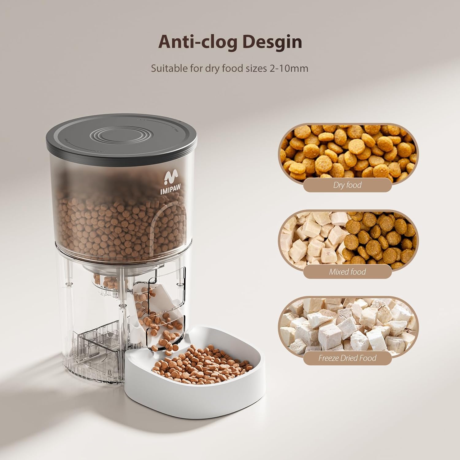 IMIPAW Automatic Cat Feeders, 3L Timed Cat Dry Food Dispenser with Desiccant Bags, Dual Power Supply, Programmable Portion Size, 6 Meals, 20 Portions Per Day, Auto Pet Feeder for Cats and Small Dogs - Image 6