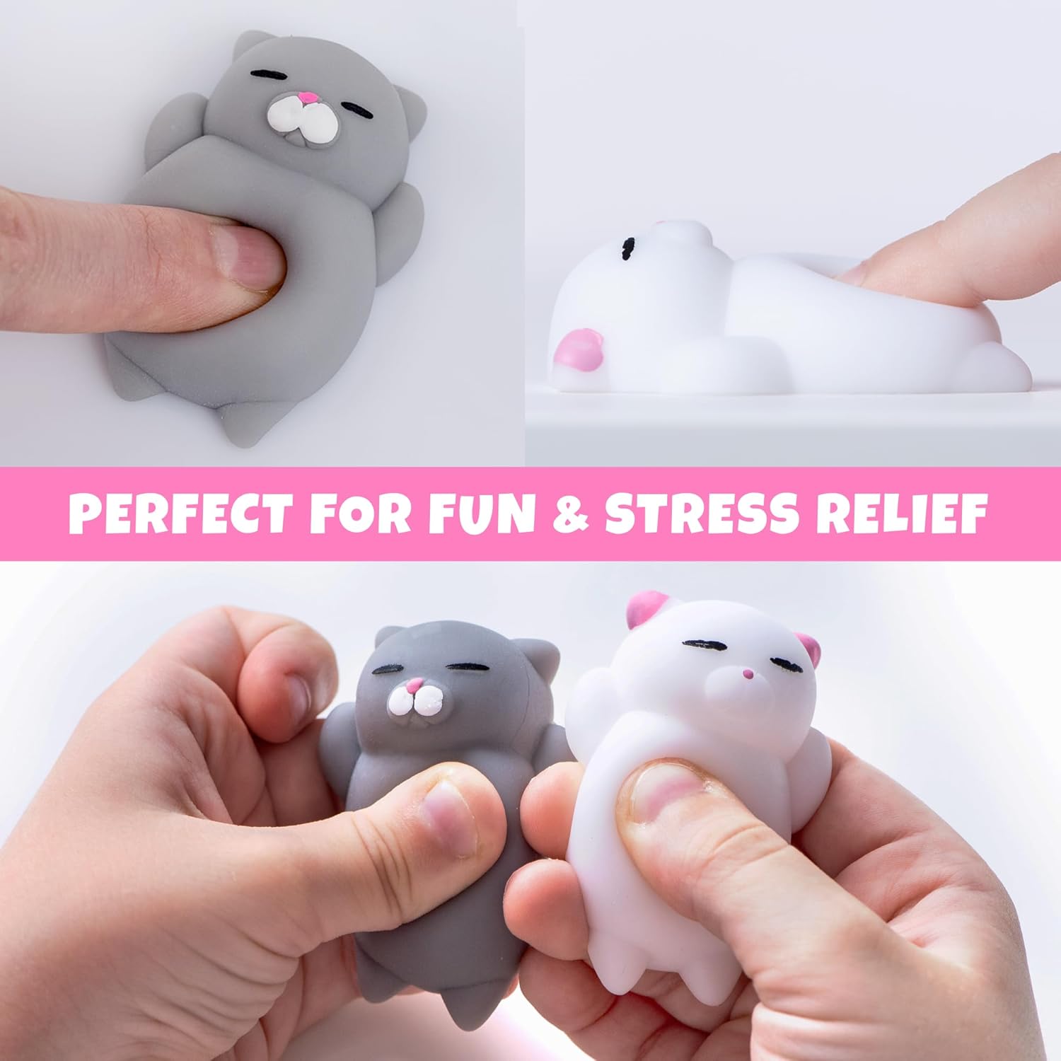 Nutty Toys Squishy Cat Set - 2" Soft Silicone Kawaii Kitties, Top Stress Relief Toy 2026, Unique Kids & Adults Egg Filler Gift Idea, Best Teenage Girl, Teen Boy & Tween Easter Basket Stuffers Present - Image 4