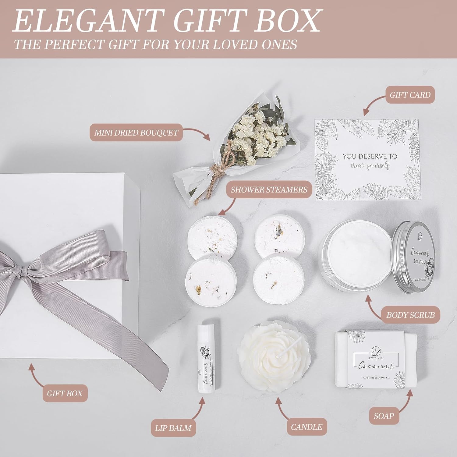 Spa Gifts for Women Bath and Body Gift Basket Mothers Day Gifts Coconut Lavender Home Spa Set Self Care Gift for Mom Sister Her Wife Birthday Gifts Spa Kit Care Package Thank You Gift - Image 3