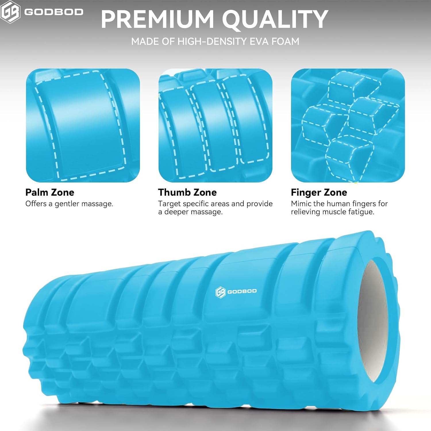 Strong Foam Roller - Deep Tissue Medium Density Muscle Massager with Myofascial Trigger Point Release, Back Massage Roller for Soreness and Mobility 13 x 5.5 Inch - Image 4