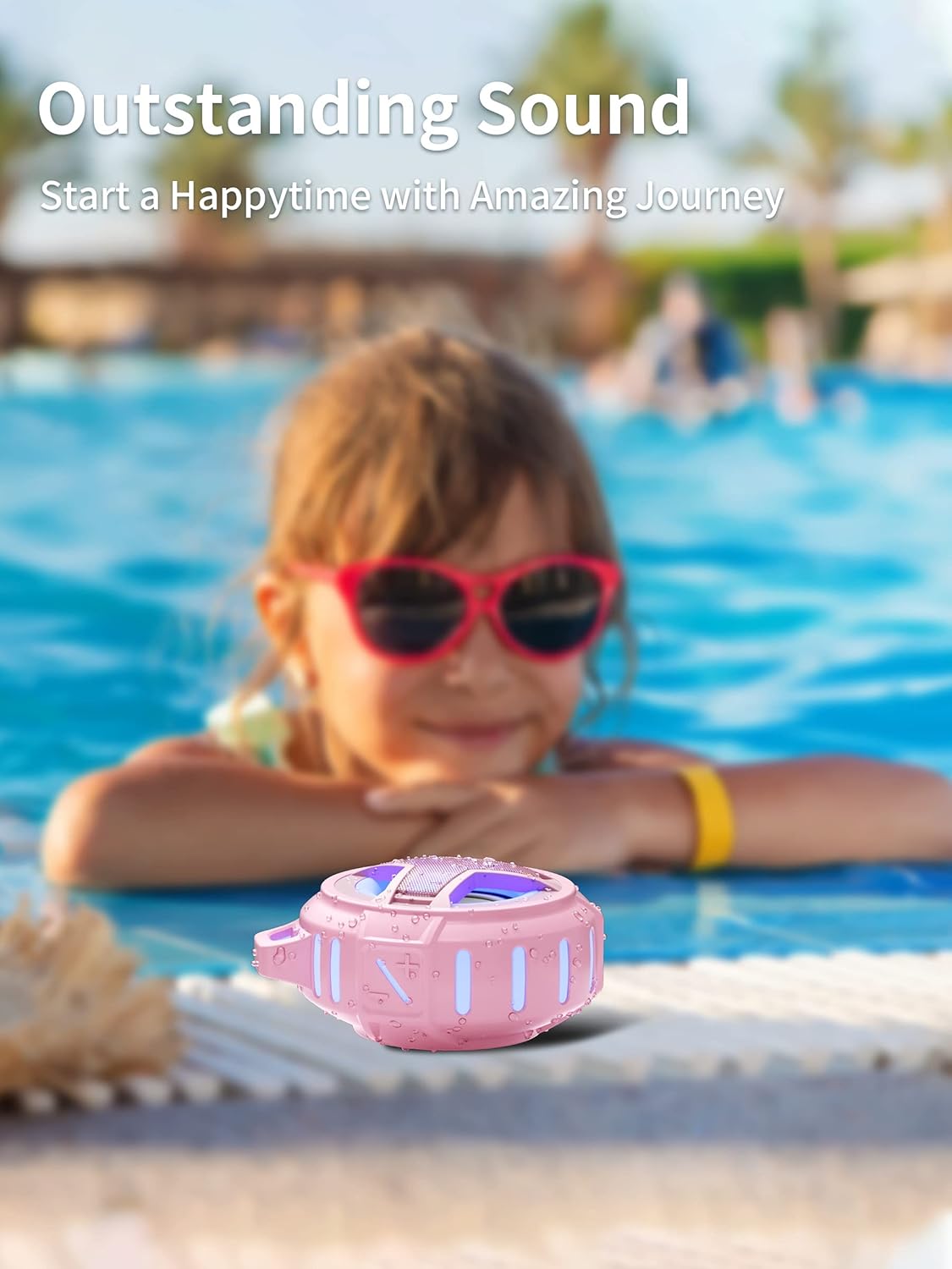 EBODA Bluetooth Shower Speaker, IP67 Waterproof Portable Wireless Small Speakers, Floating, 24H Playtime for Home, Beach, Pool, Kayak, Hiking, Boat Accessories, Gifts for Women, Girls - Pink - Image 3
