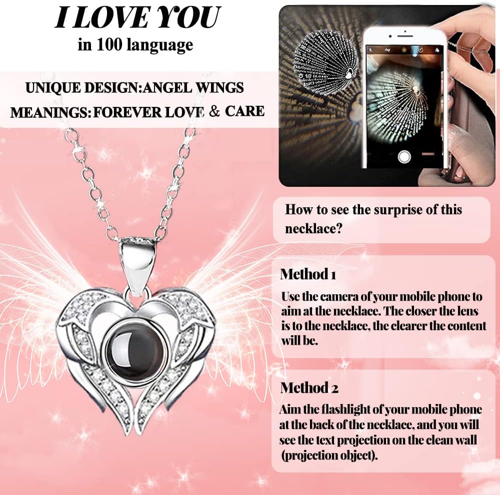 Preserved Real Rose with I love you Necklace 100 Languages, Gifts for Girlfriend, Women, Mom, Wife, Gifts Idea on Christmas, Valentine's Day, Mother's Day, Birthday, Anniversary, Thanksgiving - Image 3