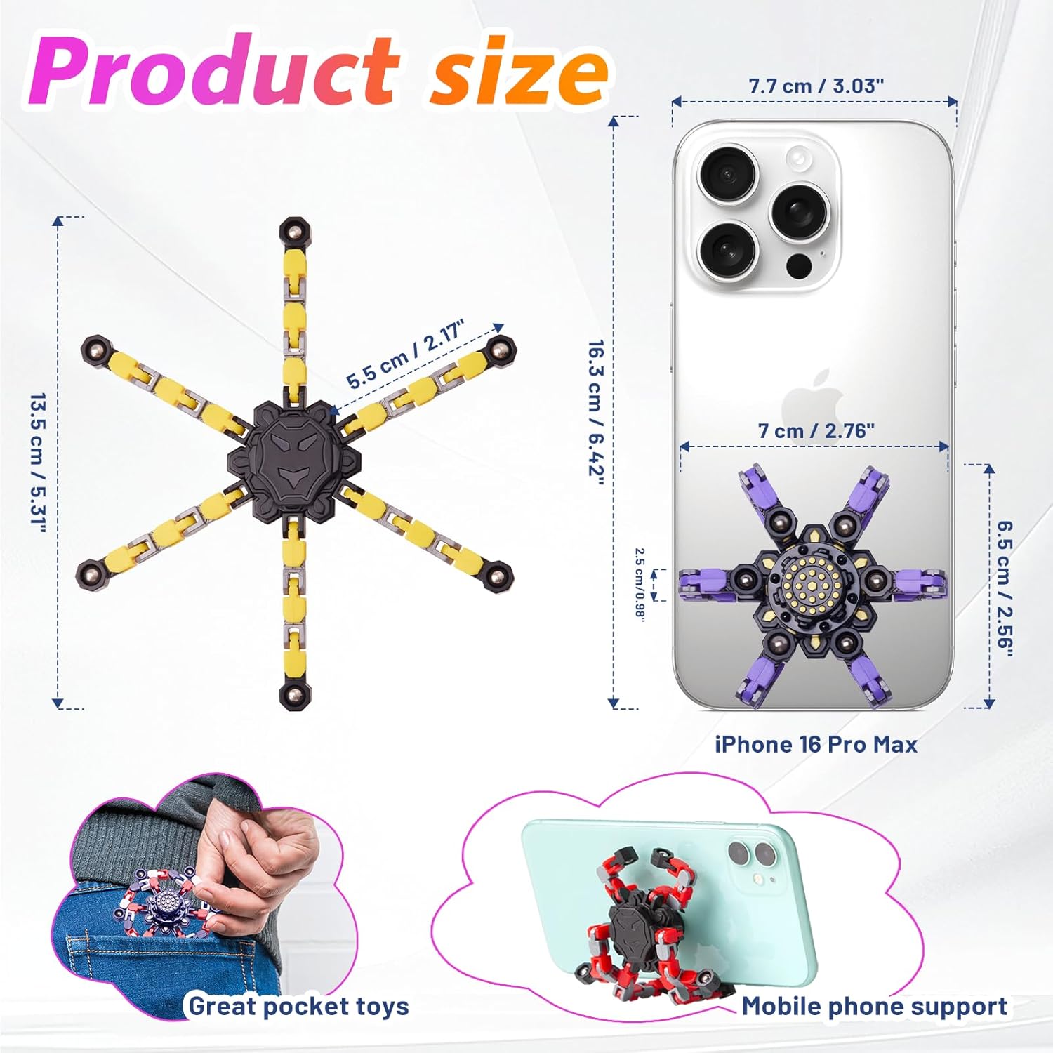 Easter Basket Stuffers,Transformable Fidget Spinners Toys 4 Pcs for Kids and Adults Stress Relief Sensory Toys for Boys and Girls Age 8-13 Fingertip Gyros Easter Party Favors Birthday Gifts for Teens - Image 7